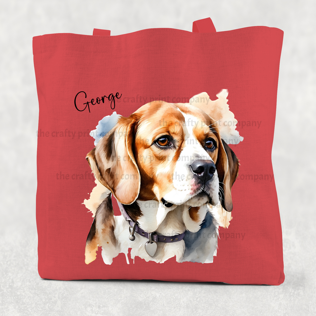 Beagle Watercolour Cotton Re-usable Tote Bag