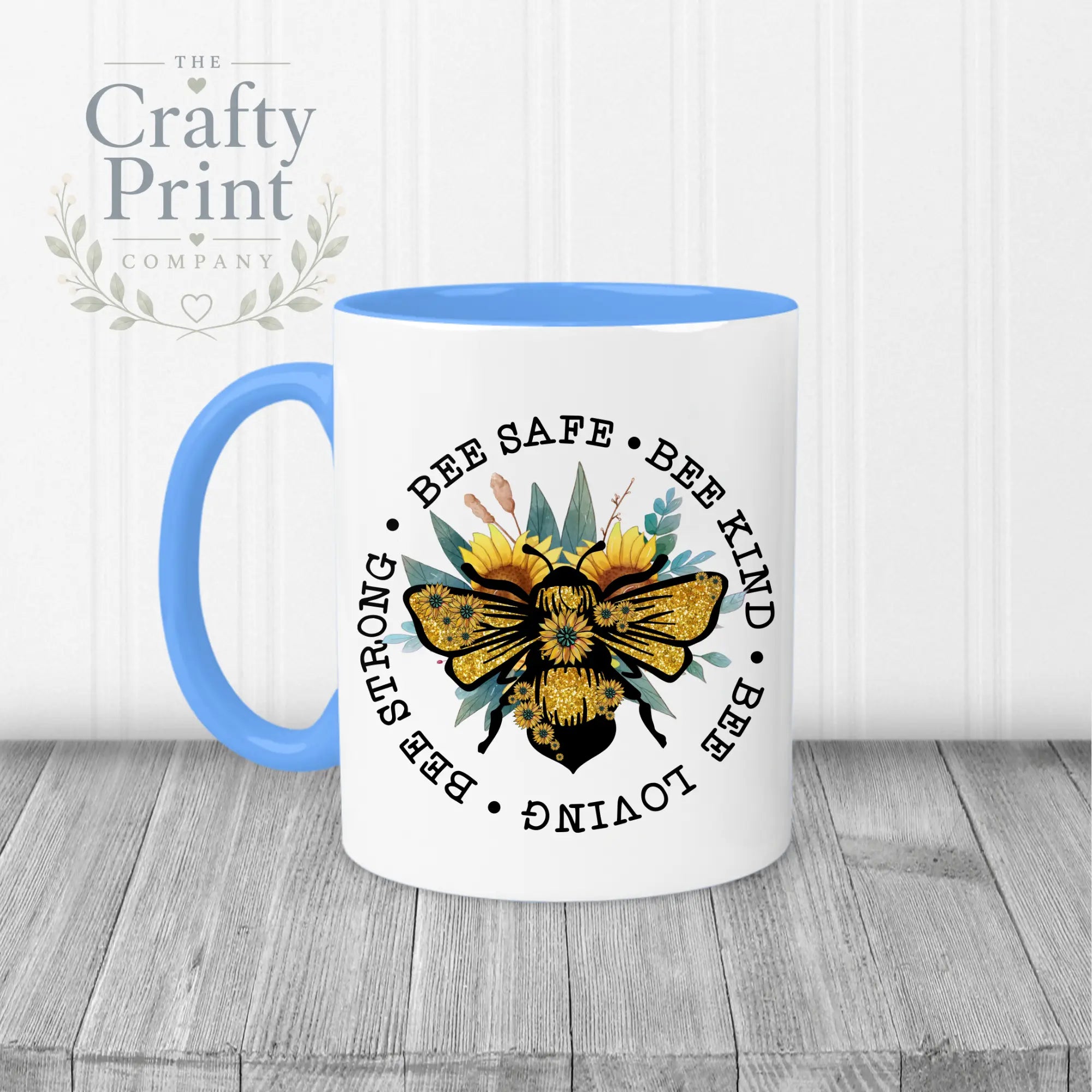 Bee Safe Kind Mug - Blue Handle & Inner - Mugs