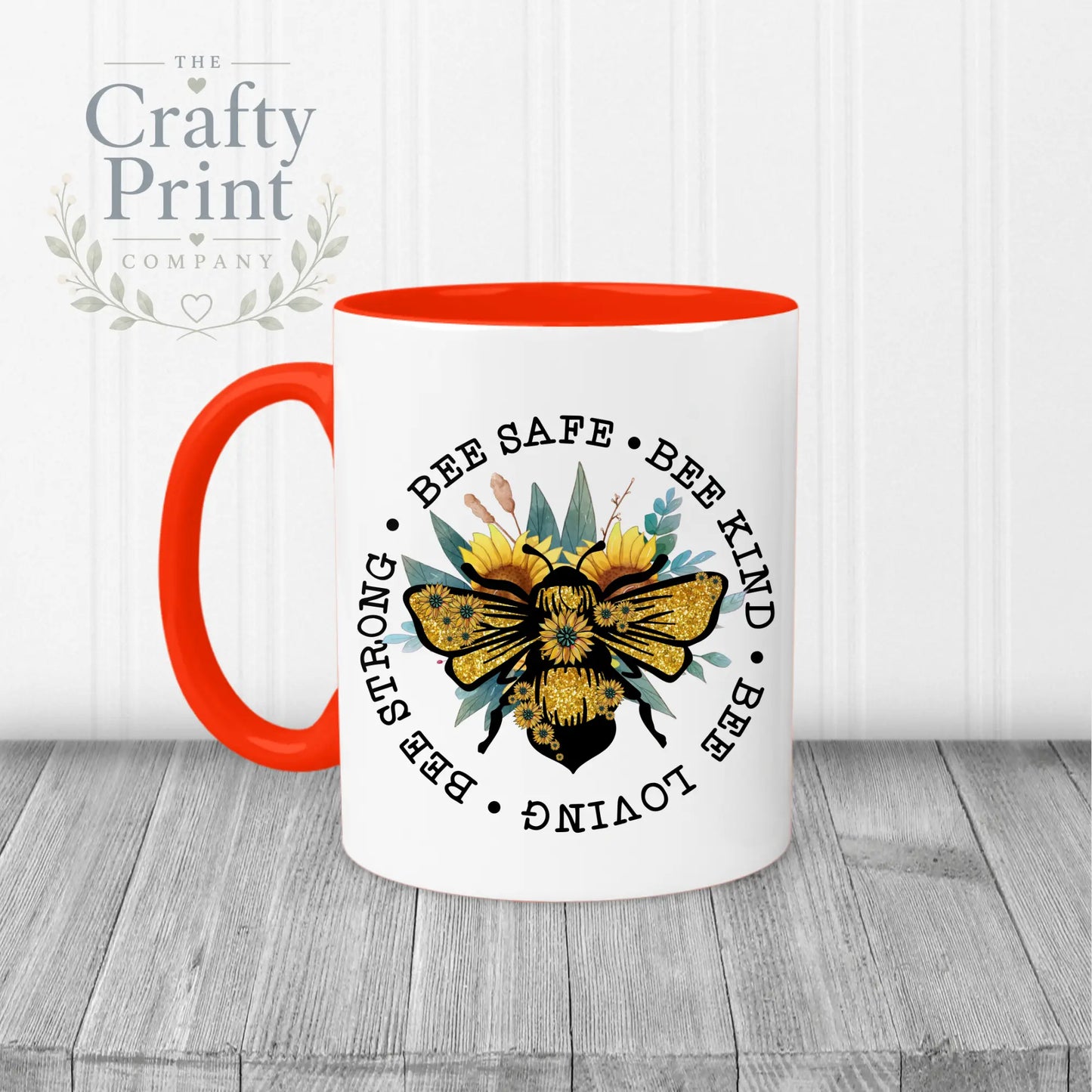Bee Safe Kind Mug - Red Handle & Inner - Mugs