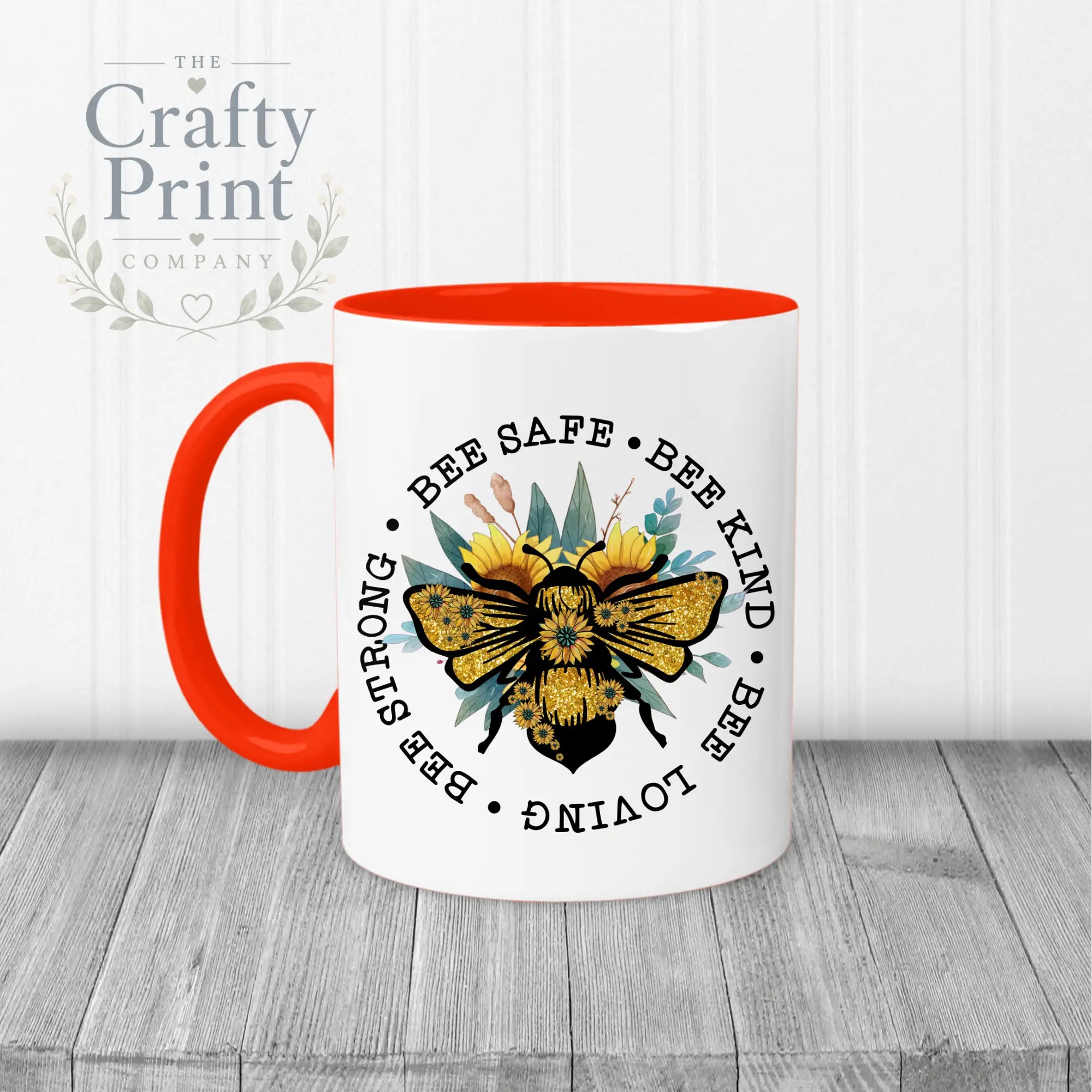 Bee Safe Kind Mug - Red Handle & Inner - Mugs