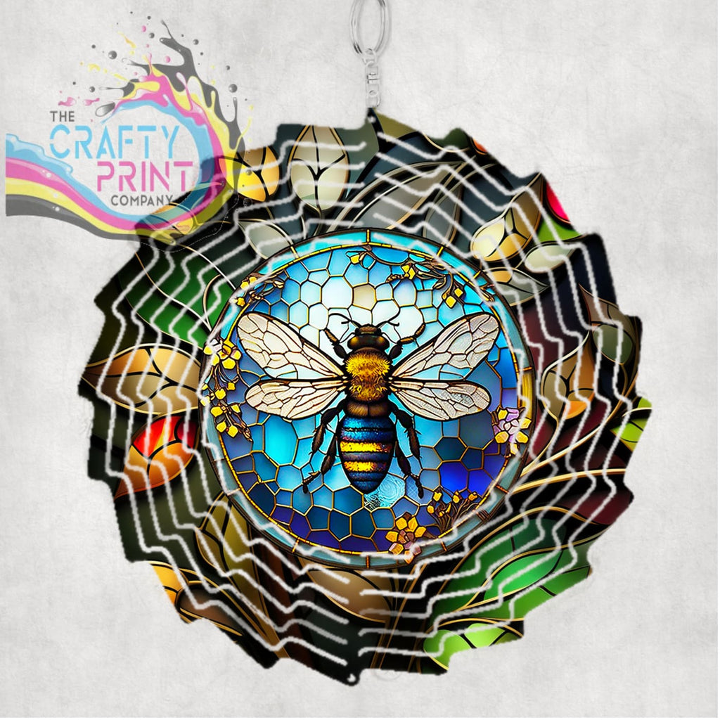 Bee Stained Glass Wind Spinner