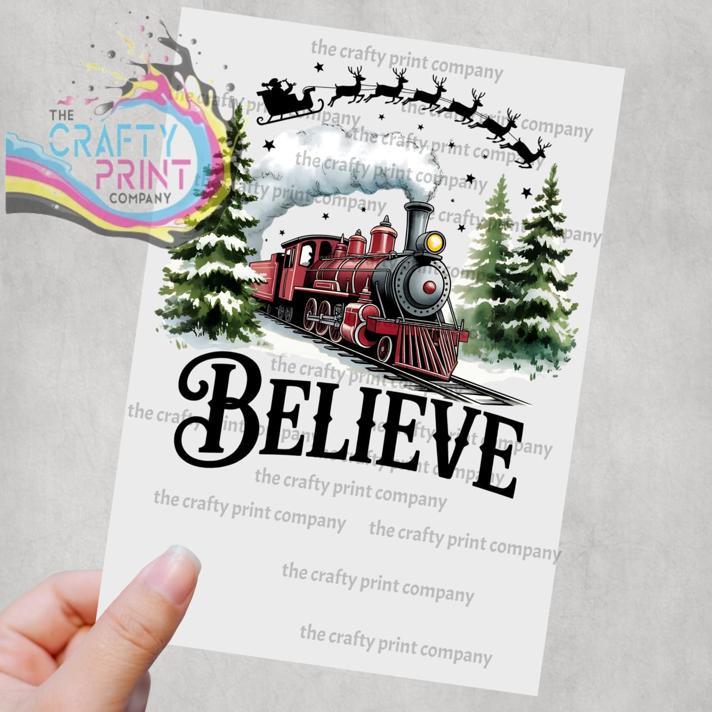 Believe Christmas Train Sublimation Print - Posters Prints