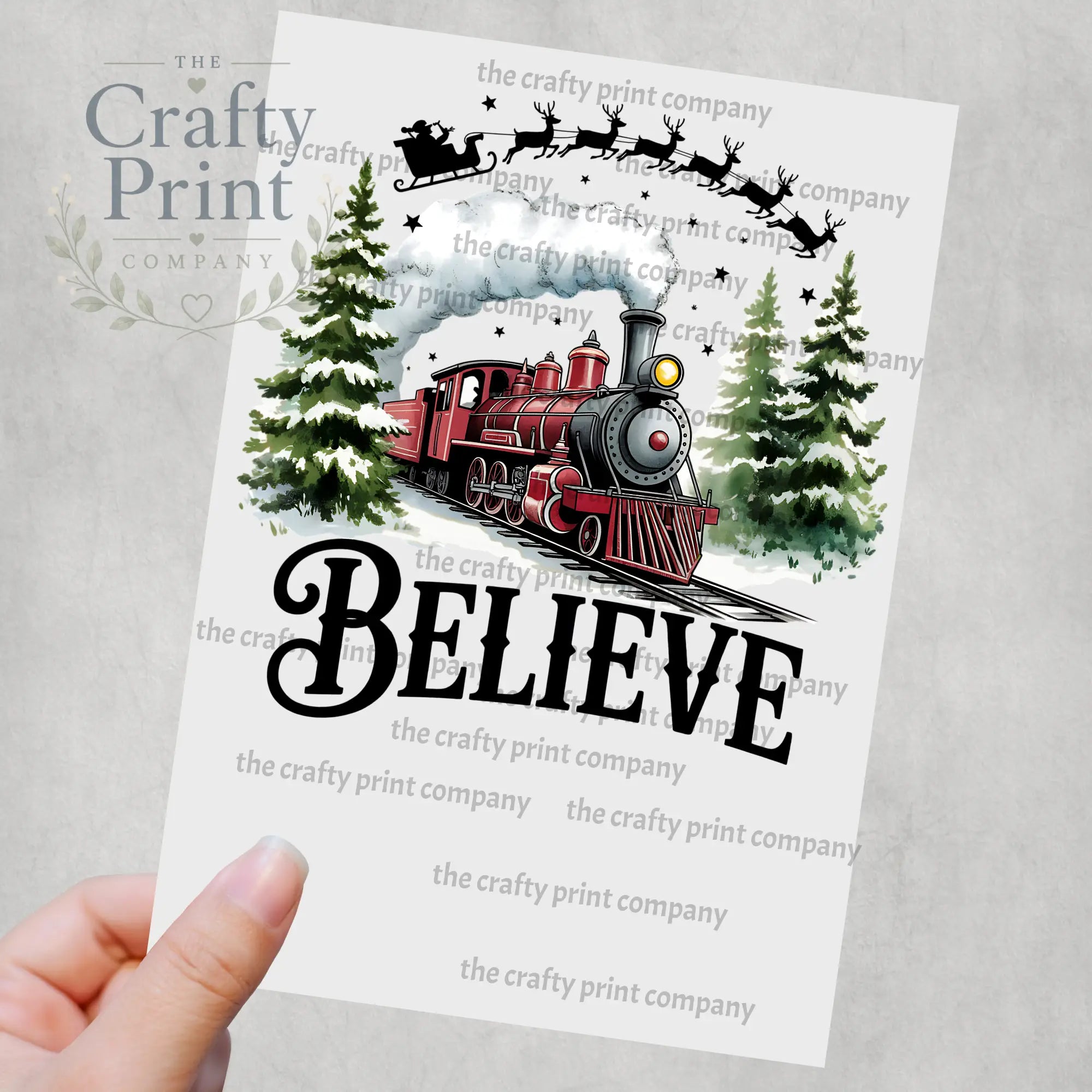 Believe Christmas Train Sublimation Print - Posters Prints