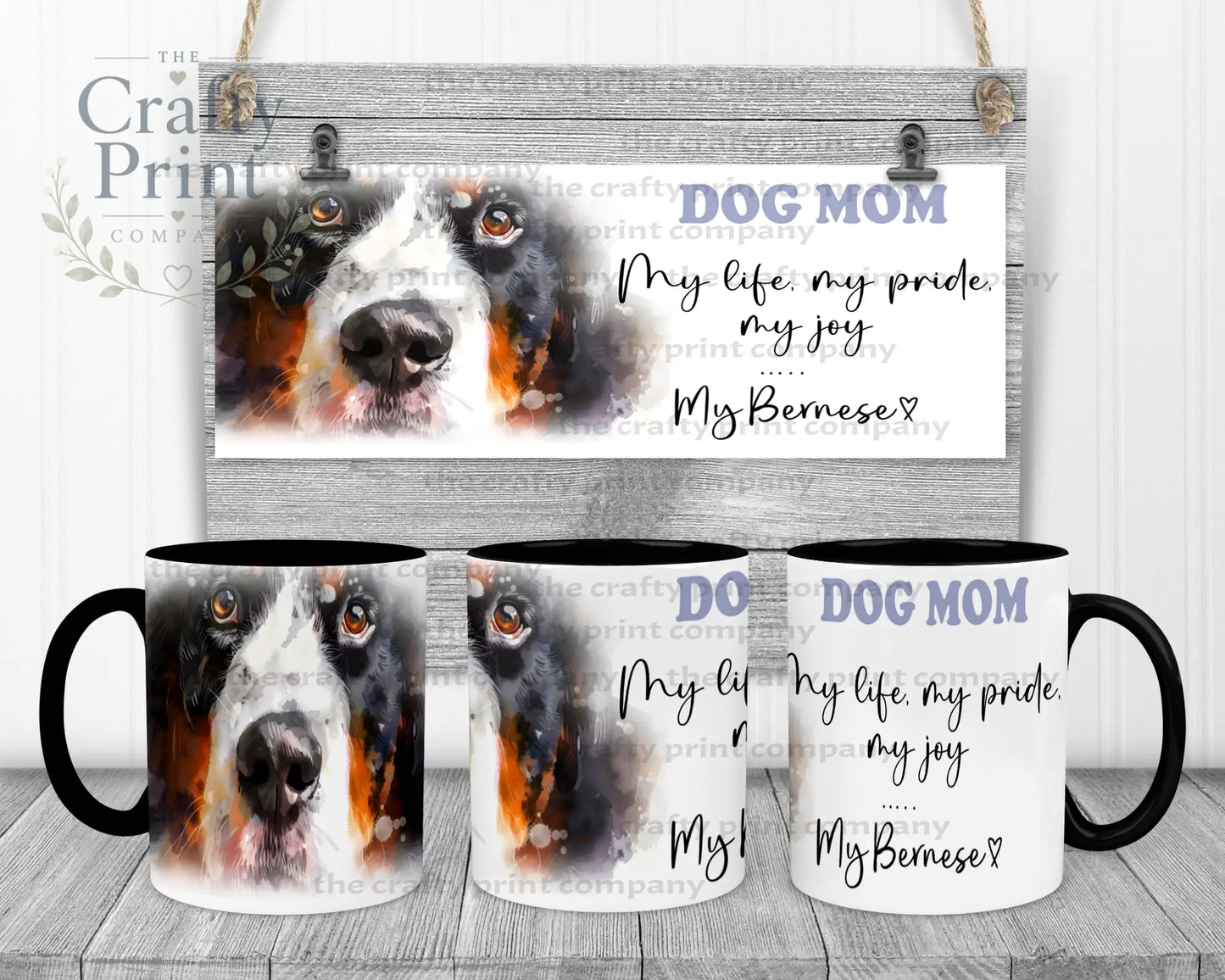 Bernese Mountain Dog Mom Mug - 11oz Ceramic / Black Handle