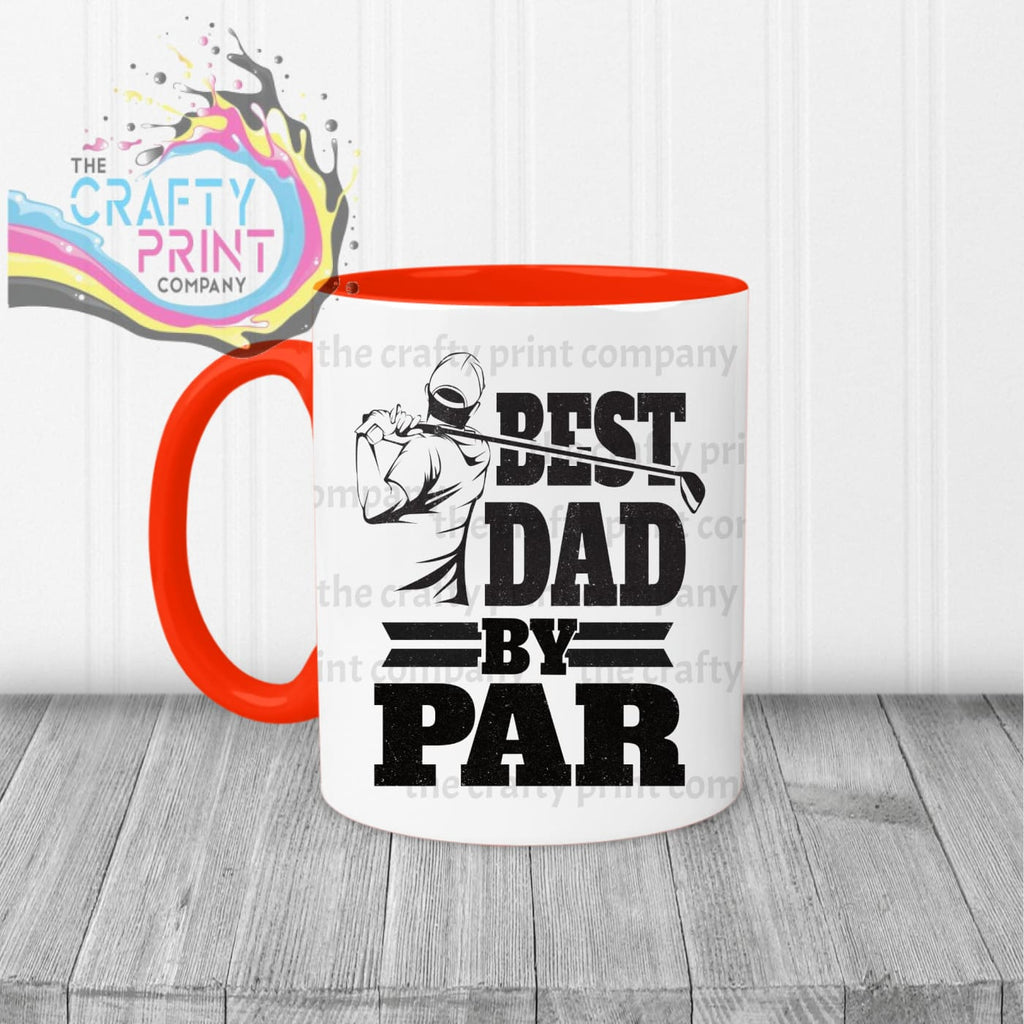 Best Dad by Par Mug - Red Handle & Inner - Mugs