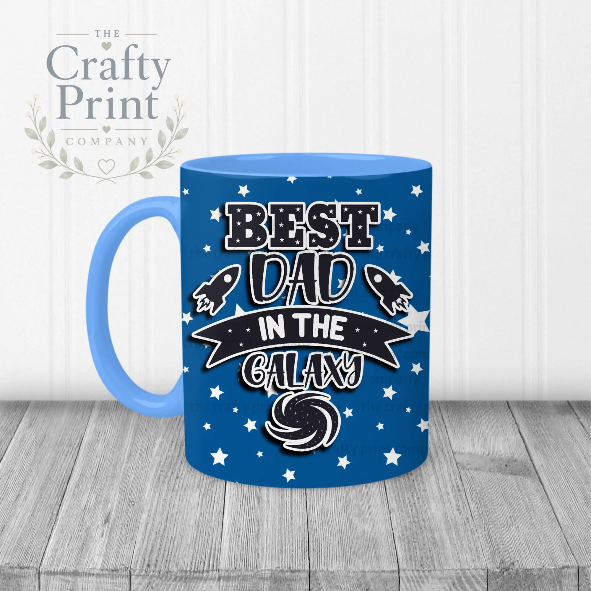 Best Dad in the Galaxy Mug - Blue Handle & Inner - Mugs
