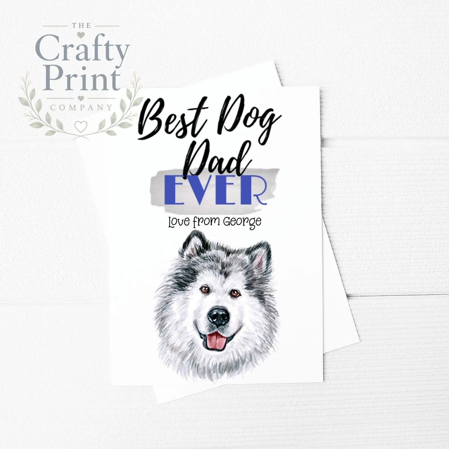 Best Dog Dad Ever Alaskan Malamute A5 Card & Envelope