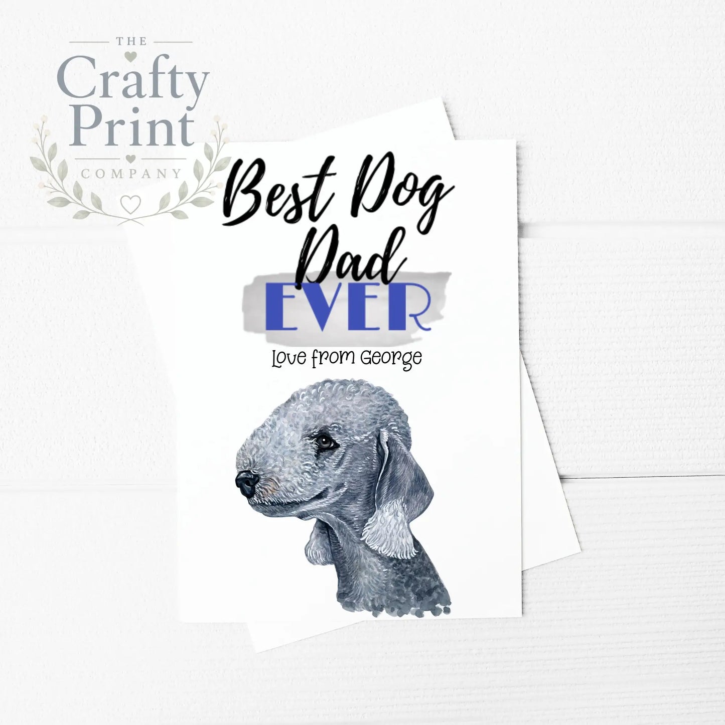 Best Dog Dad Ever Bedlington Terrier A5 Card & Envelope