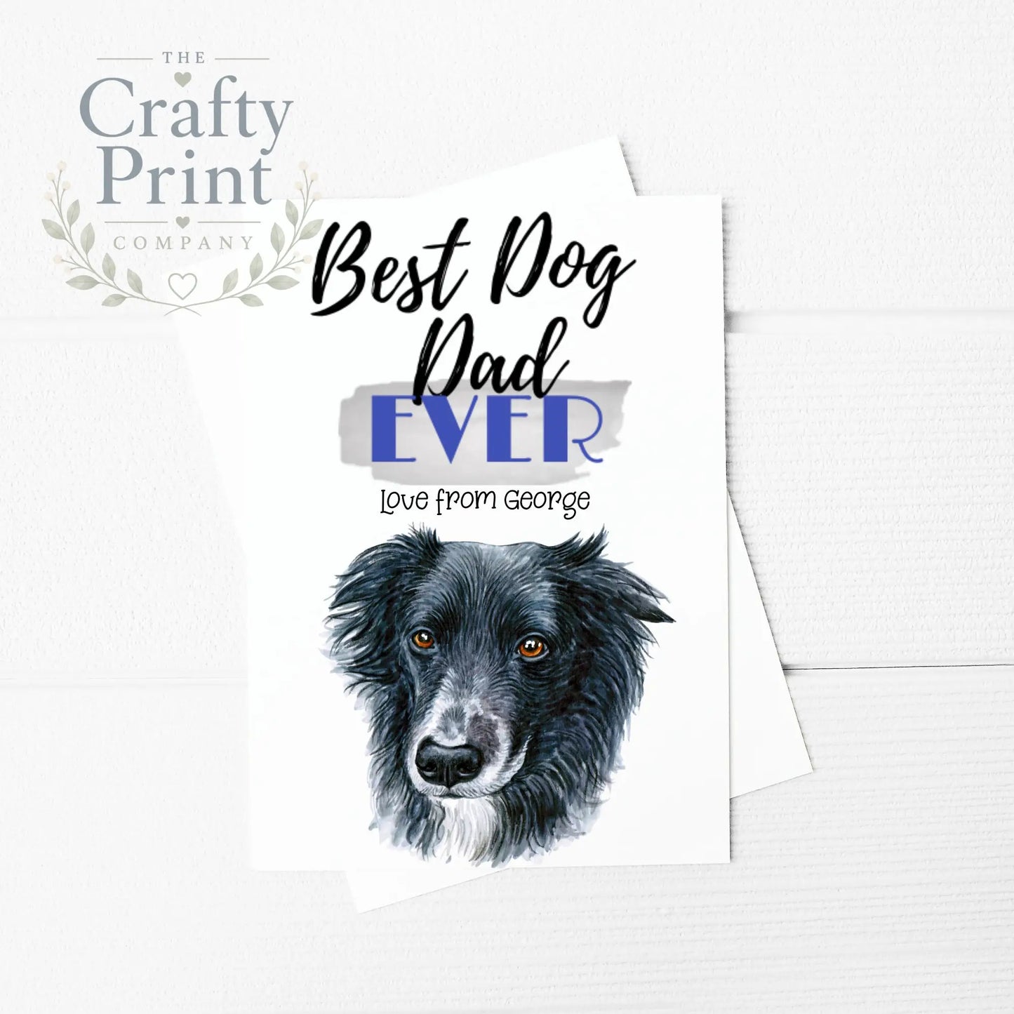 Best Dog Dad Ever Border Collie A5 Card & Envelope