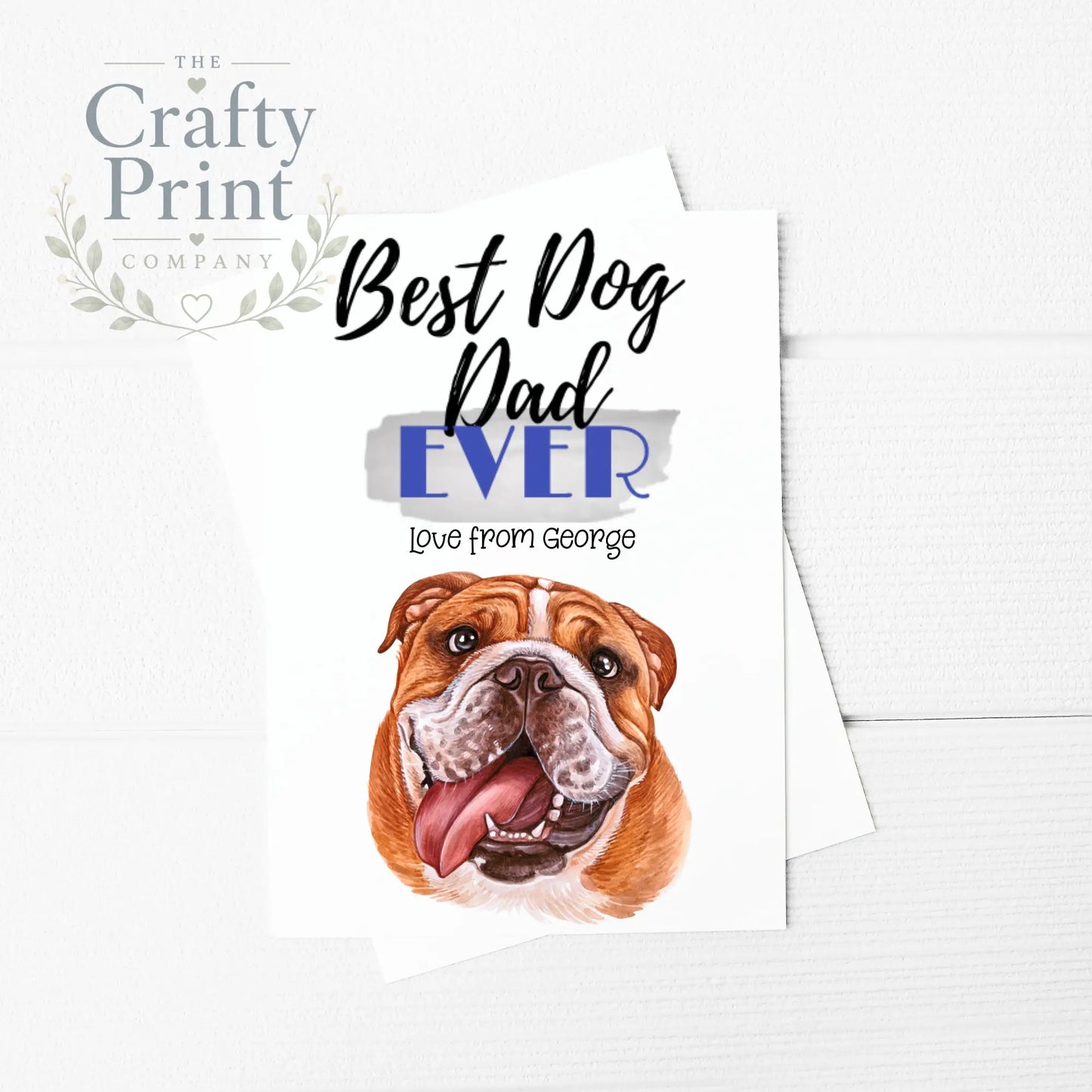 Best Dog Dad Ever Bulldog A5 Card & Envelope - Greeting