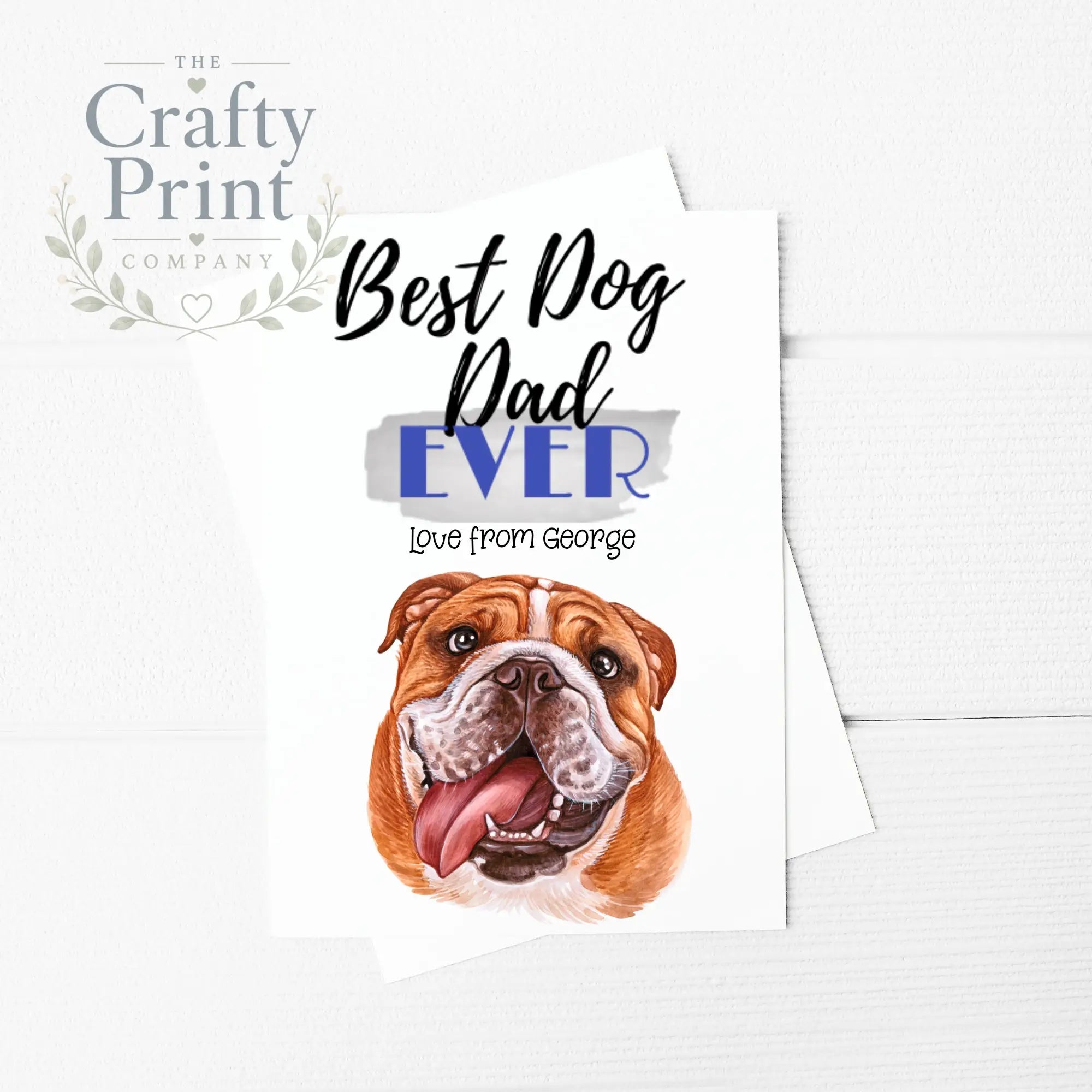 Best Dog Dad Ever Bulldog A5 Card & Envelope - Greeting