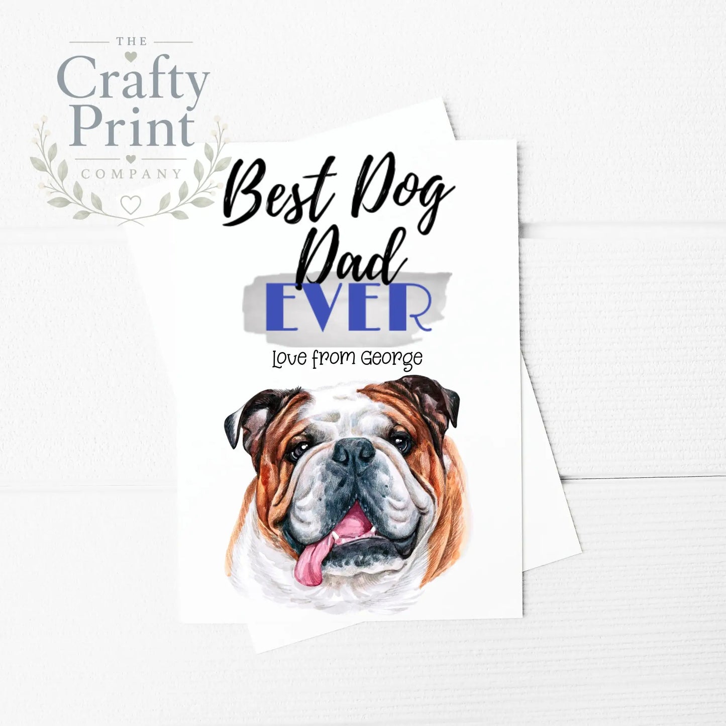 Best Dog Dad Ever English Bulldog Greeting Card - & Note