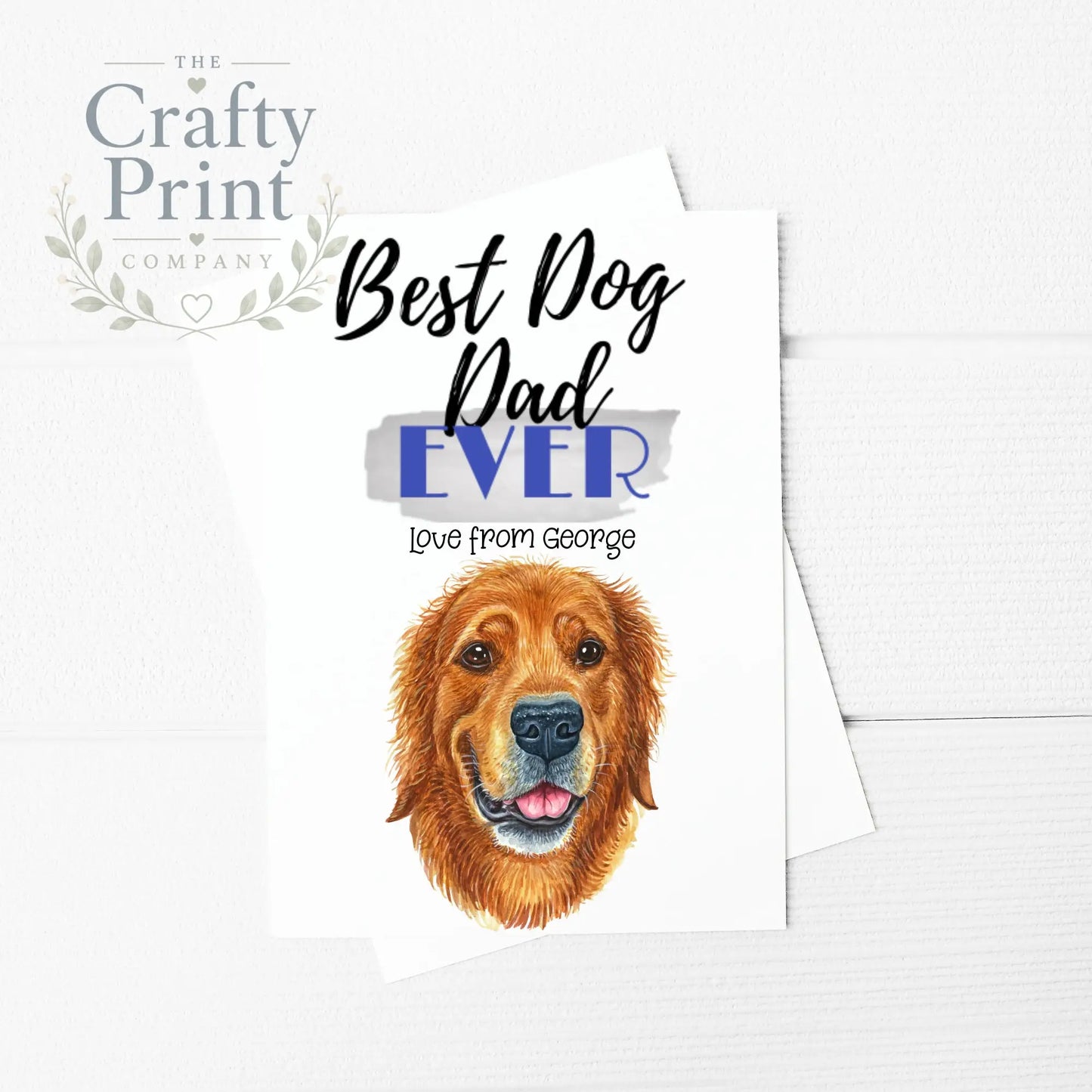 Best Dog Dad Ever Golden Retriever A5 Card & Envelope