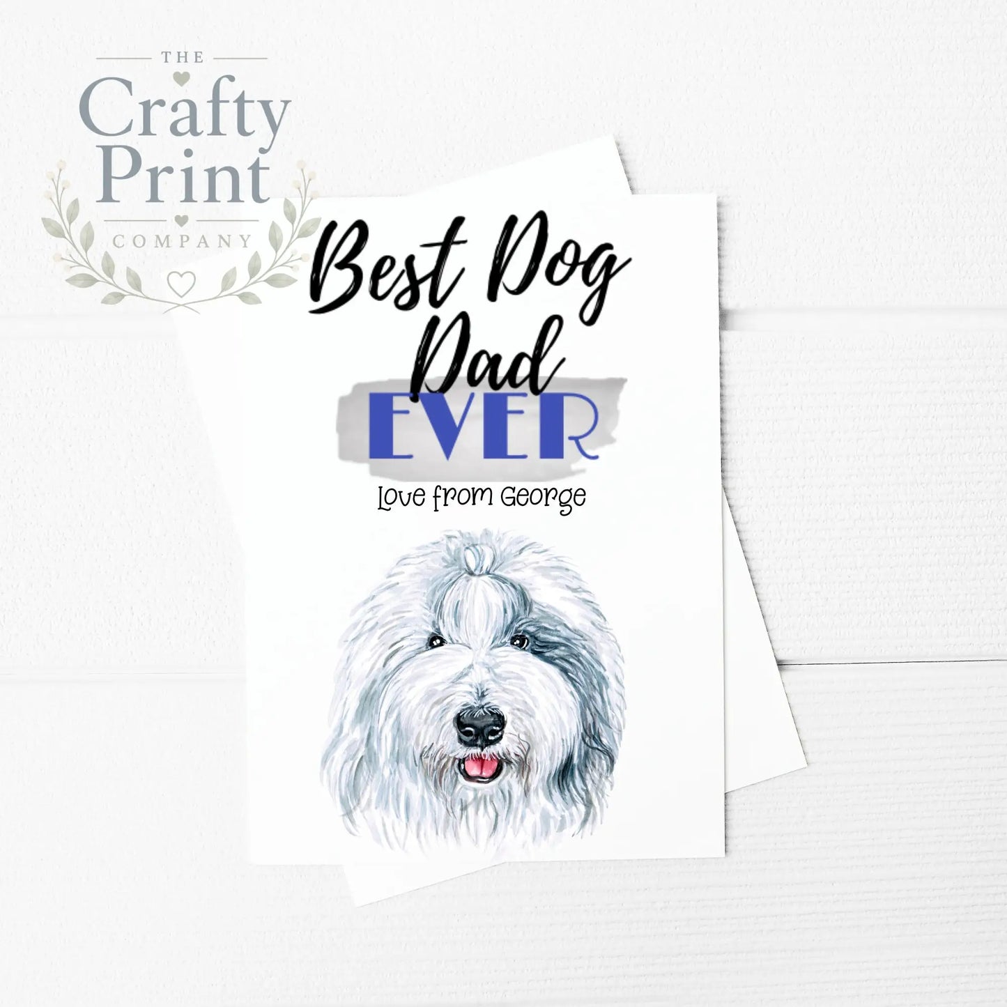 Best Dog Dad Ever Old English Sheepdog A5 Card & Envelope