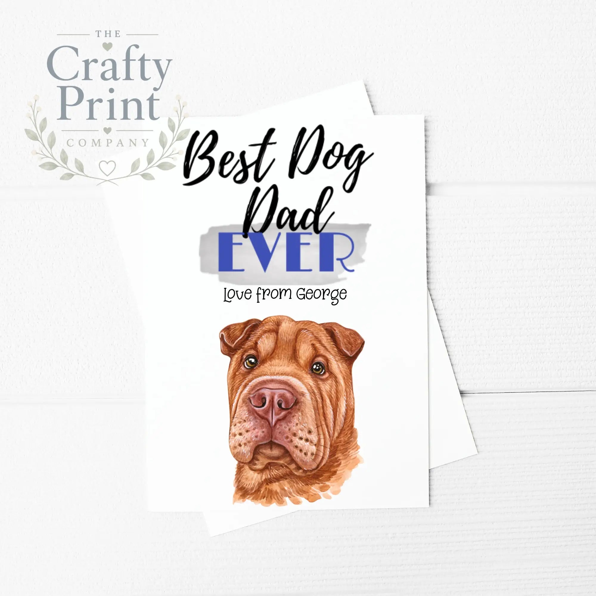 Best Dog Dad Ever Shar Pei A5 Card & Envelope - Greeting