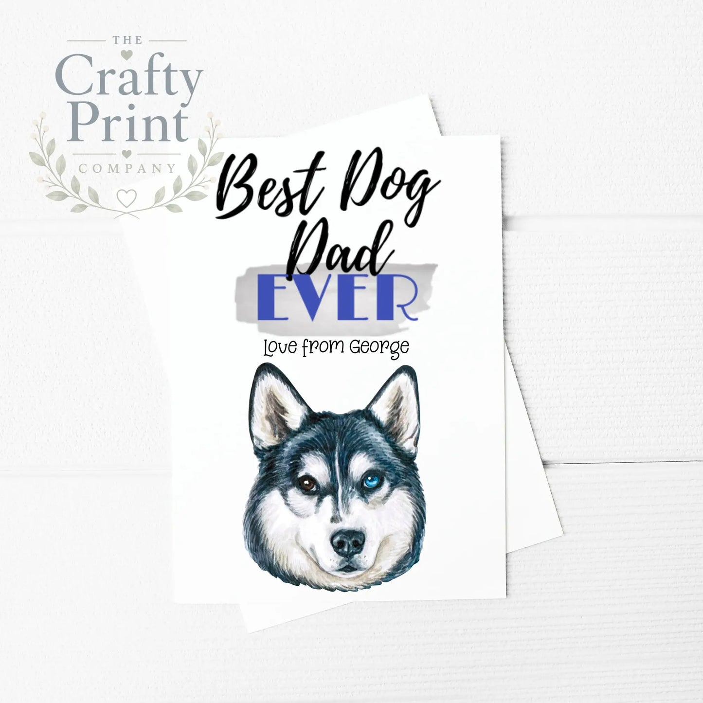 Best Dog Dad Ever Siberian Husky V4 A5 Card & Envelope