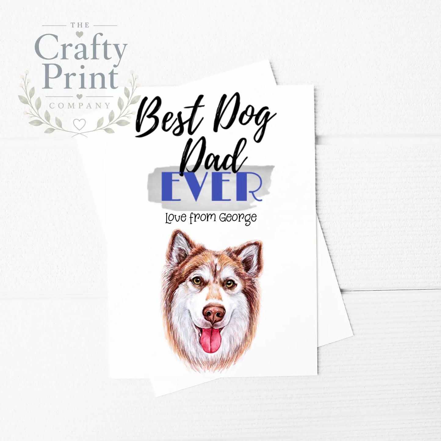 Best Dog Dad Ever Siberian Husky V5 A5 Card & Envelope
