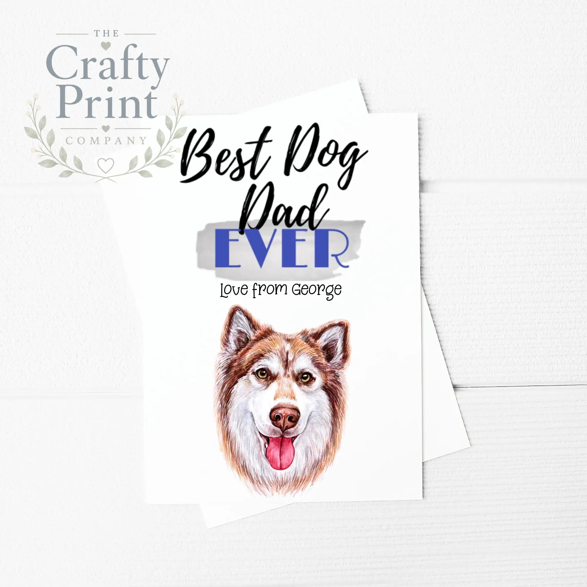 Best Dog Dad Ever Siberian Husky V5 A5 Card & Envelope