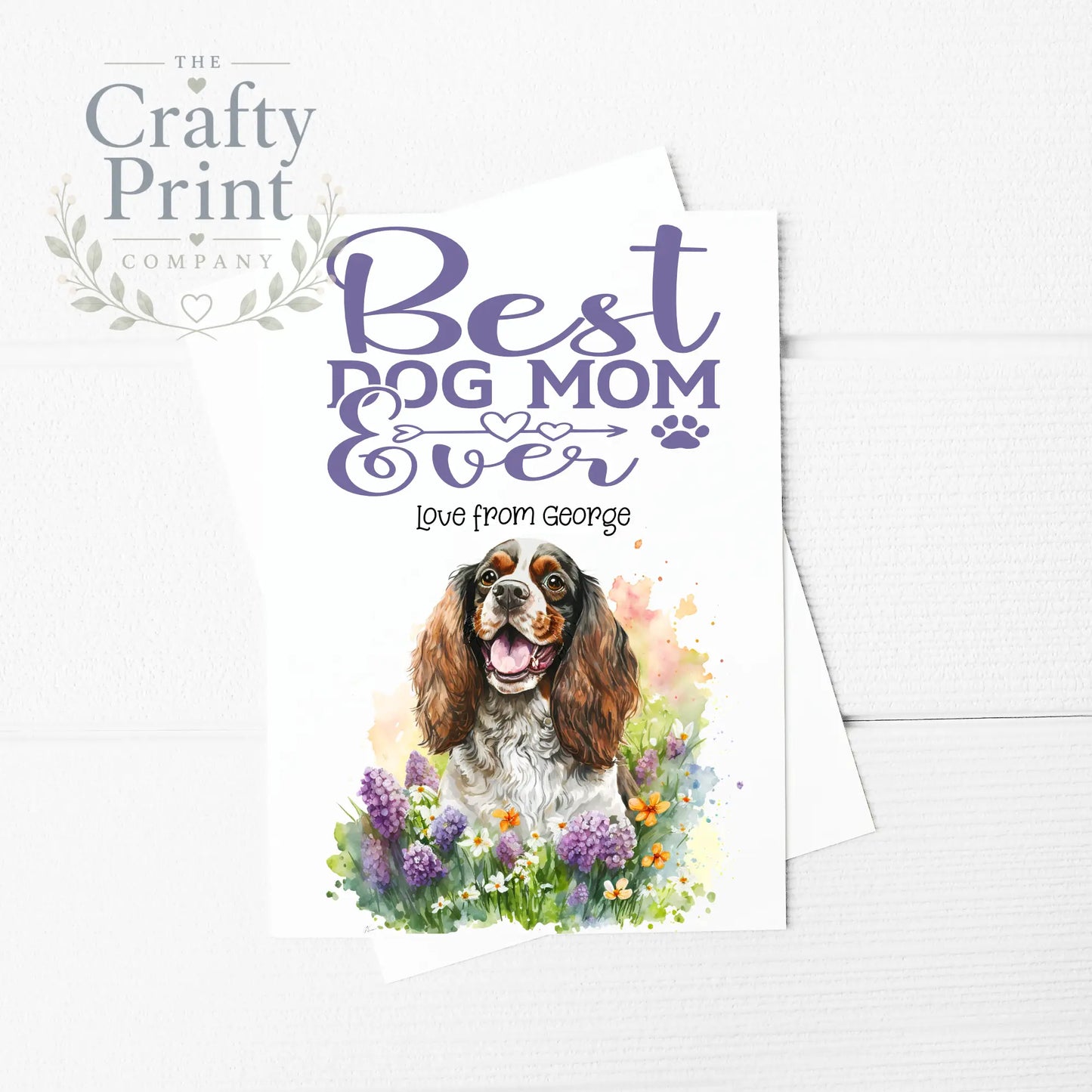 Best Dog Mom Ever Cocker Spaniel Flowers A5 Card - Greeting