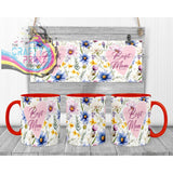 Best Mom Ever Floral Mug - Red Handle & Inner - Mugs