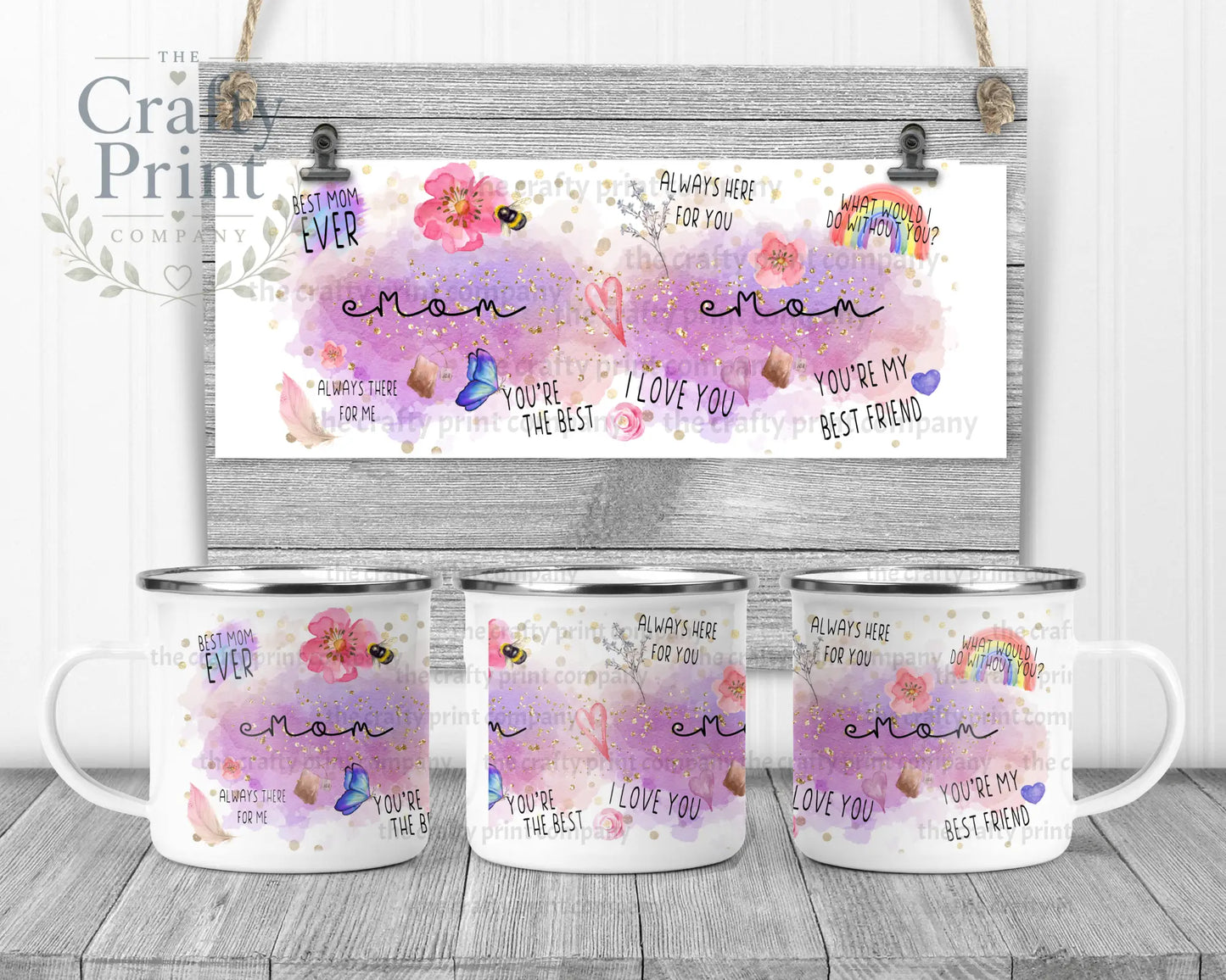 Best Mom Watercolour Rainbow Mug - Enamel / Mugs
