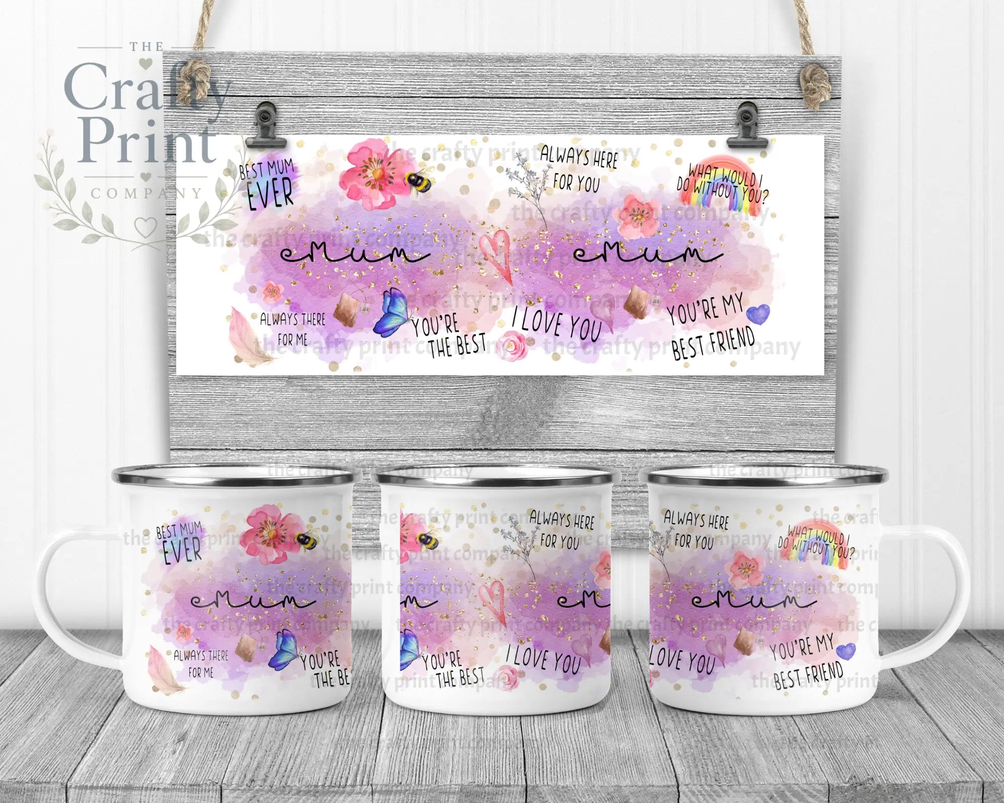 Best Mom Watercolour Rainbow Mug - Enamel / Mum - Mugs