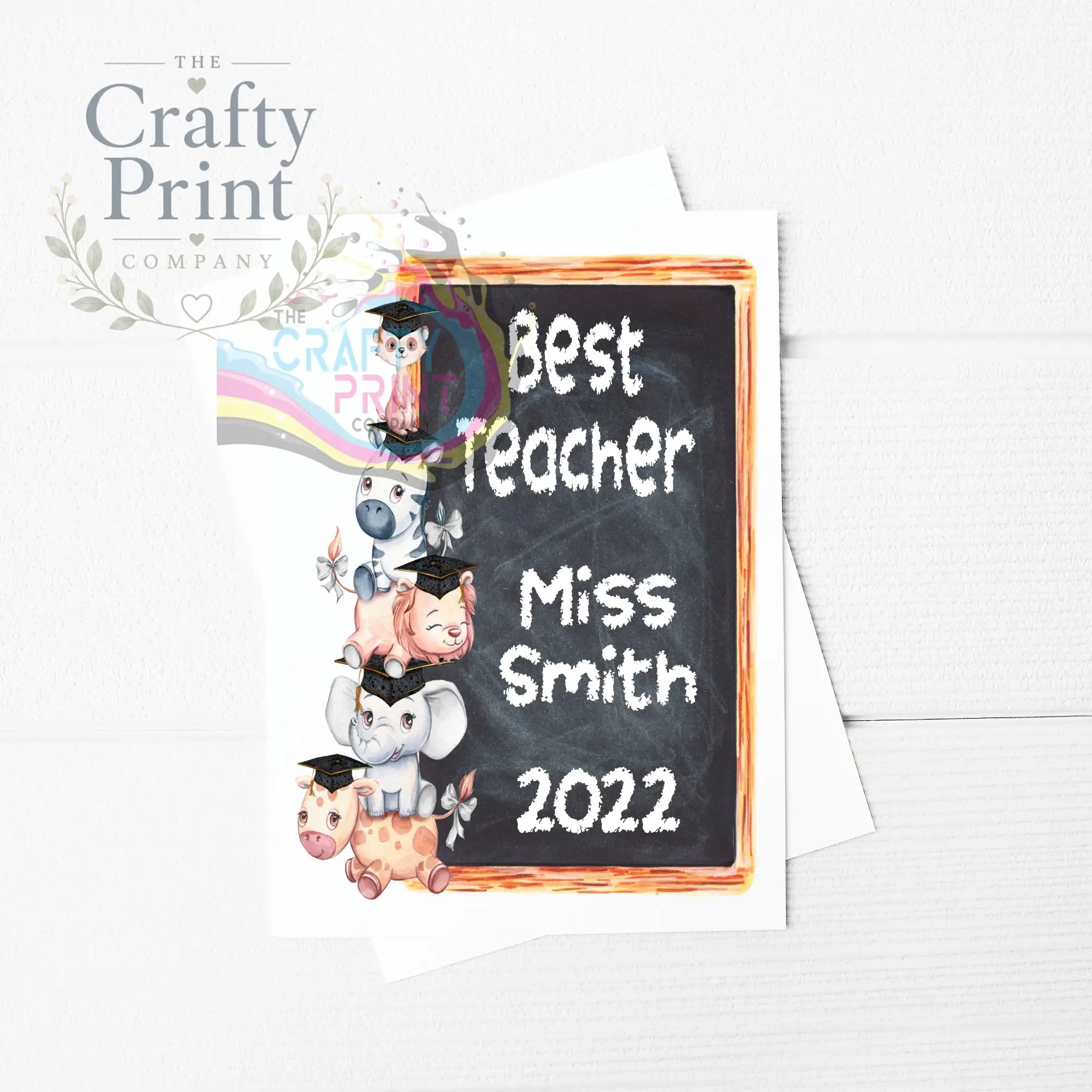 Best Teacher Animal Stack A5 Card & Envelope - Grey