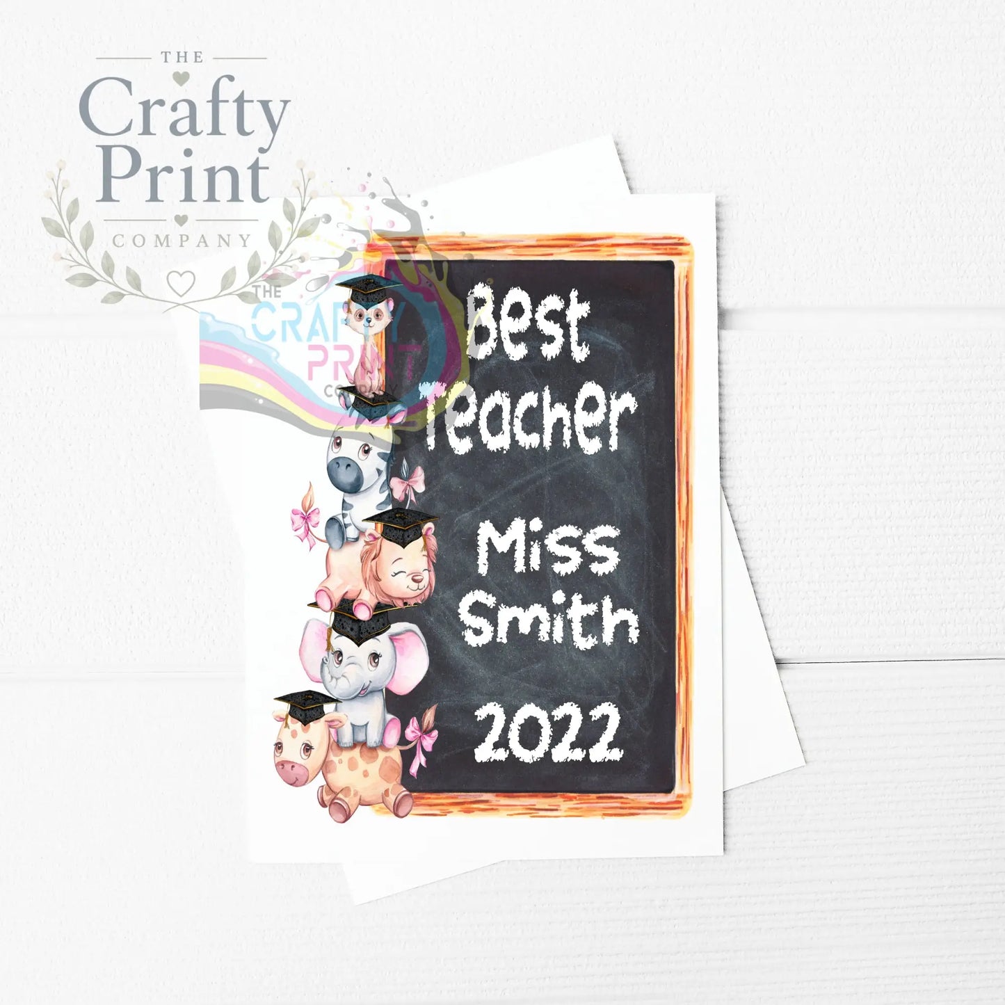 Best Teacher Animal Stack A5 Card & Envelope - Pink
