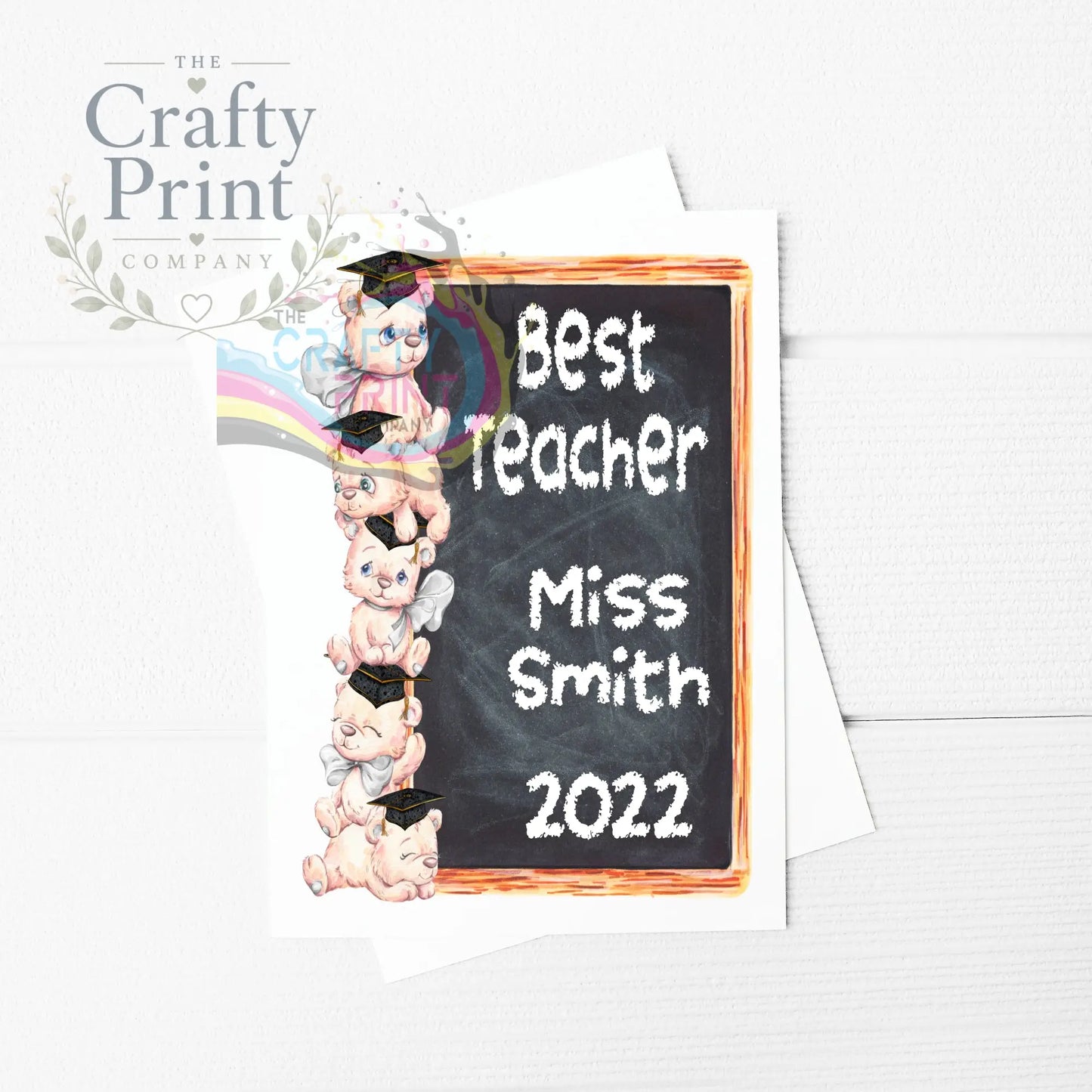 Best Teacher Bear Stack A5 Card & Envelope - Grey