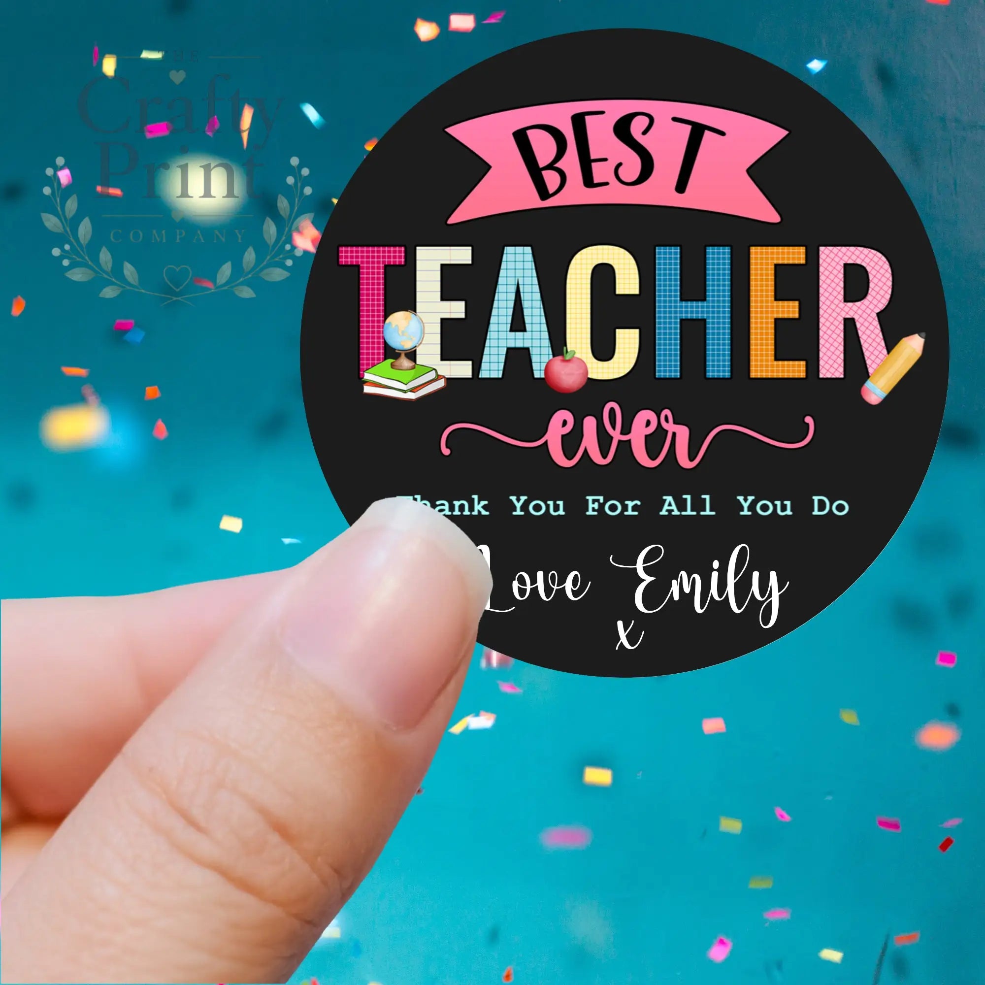 Best Teacher Ever Printed Sticker - Decorative Stickers