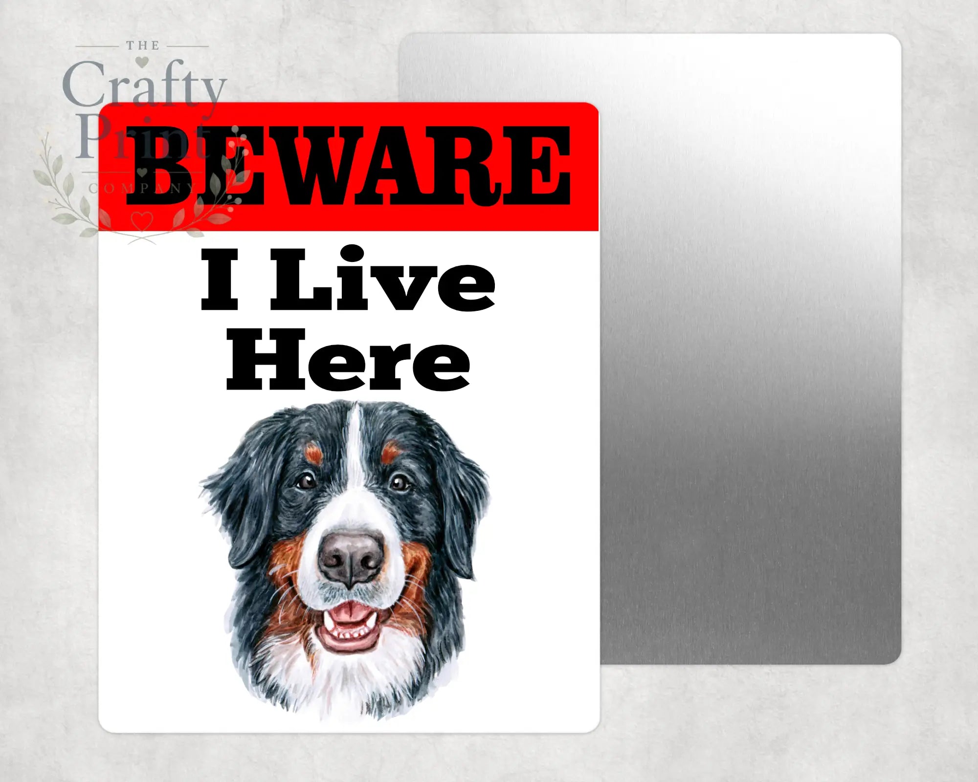 Beware Bernese Mountain Dog Lives Here Aluminium Gate Sign