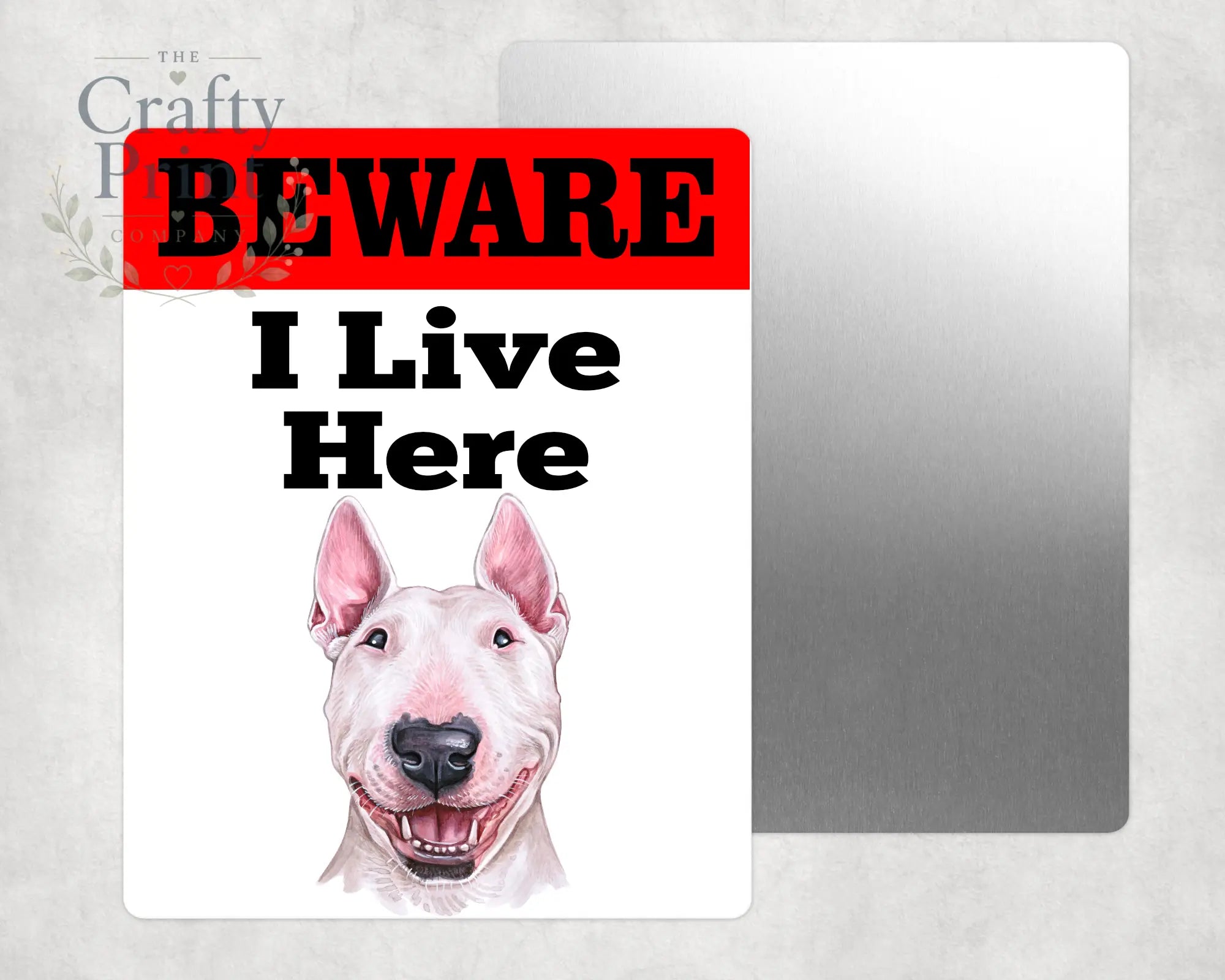 Beware Bull Terrier Lives Here Aluminium Gate Sign - Signage