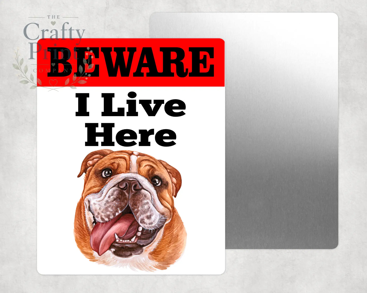 Beware Bulldog Lives Here Aluminium Gate Sign - Signage