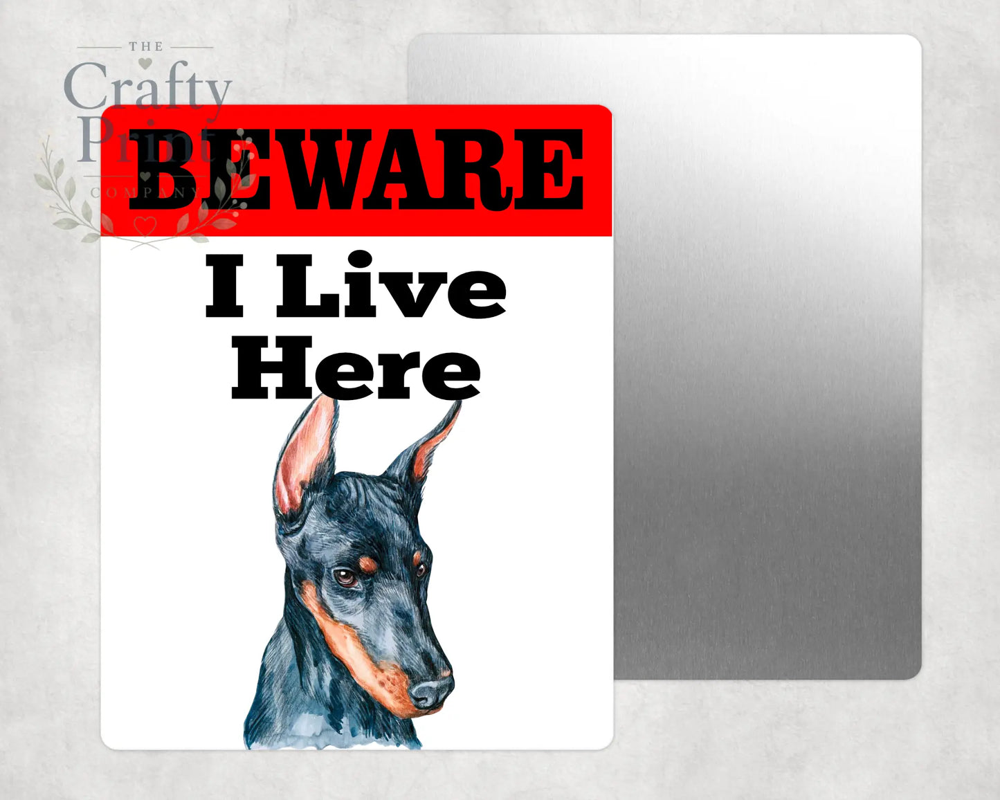 Beware Doberman Lives Here Aluminium Gate Sign - Signage