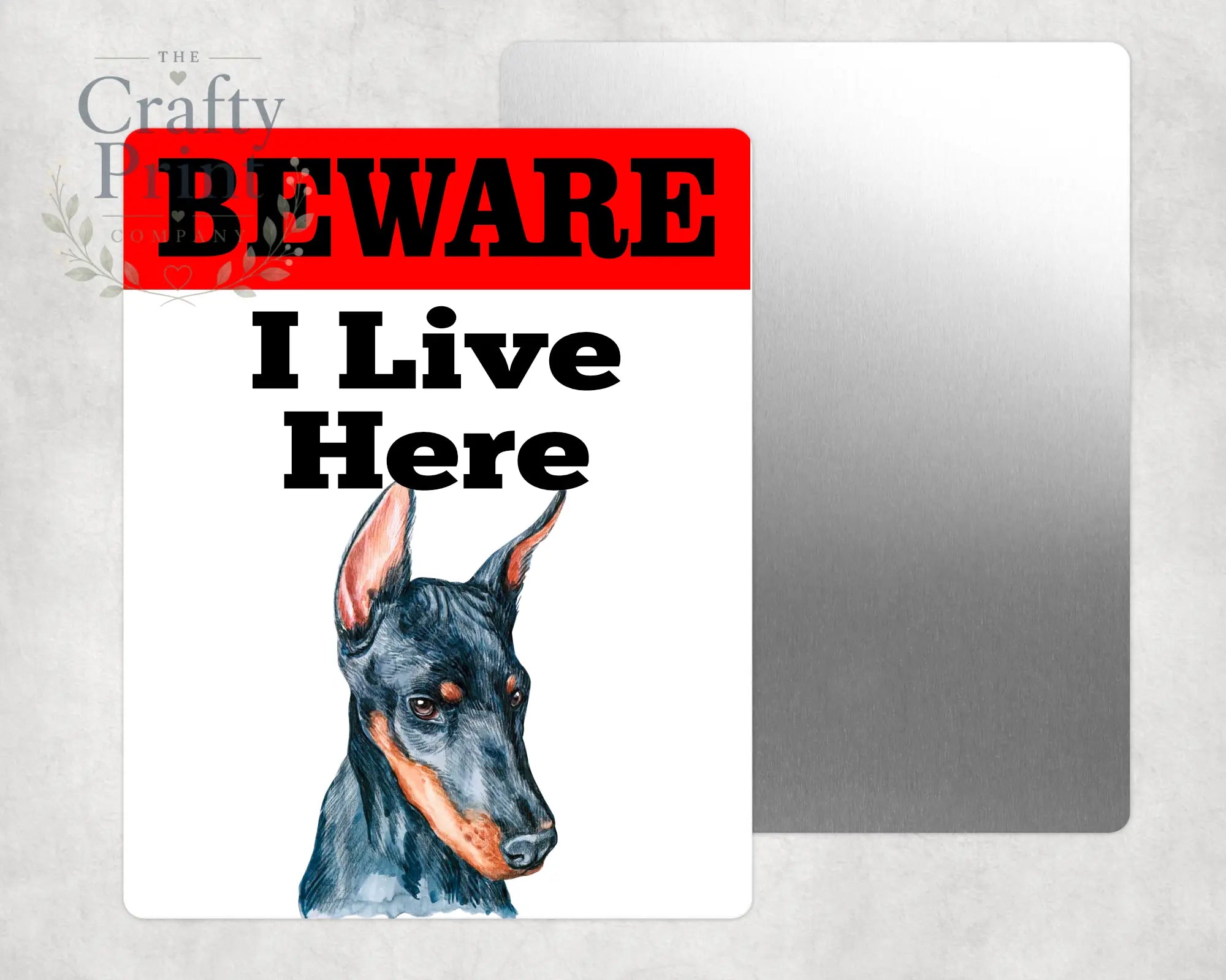 Beware Doberman Lives Here Aluminium Gate Sign - Signage