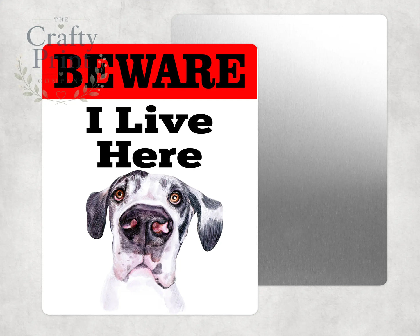 Beware Great Dane Lives Here Aluminium Gate Sign - Signage