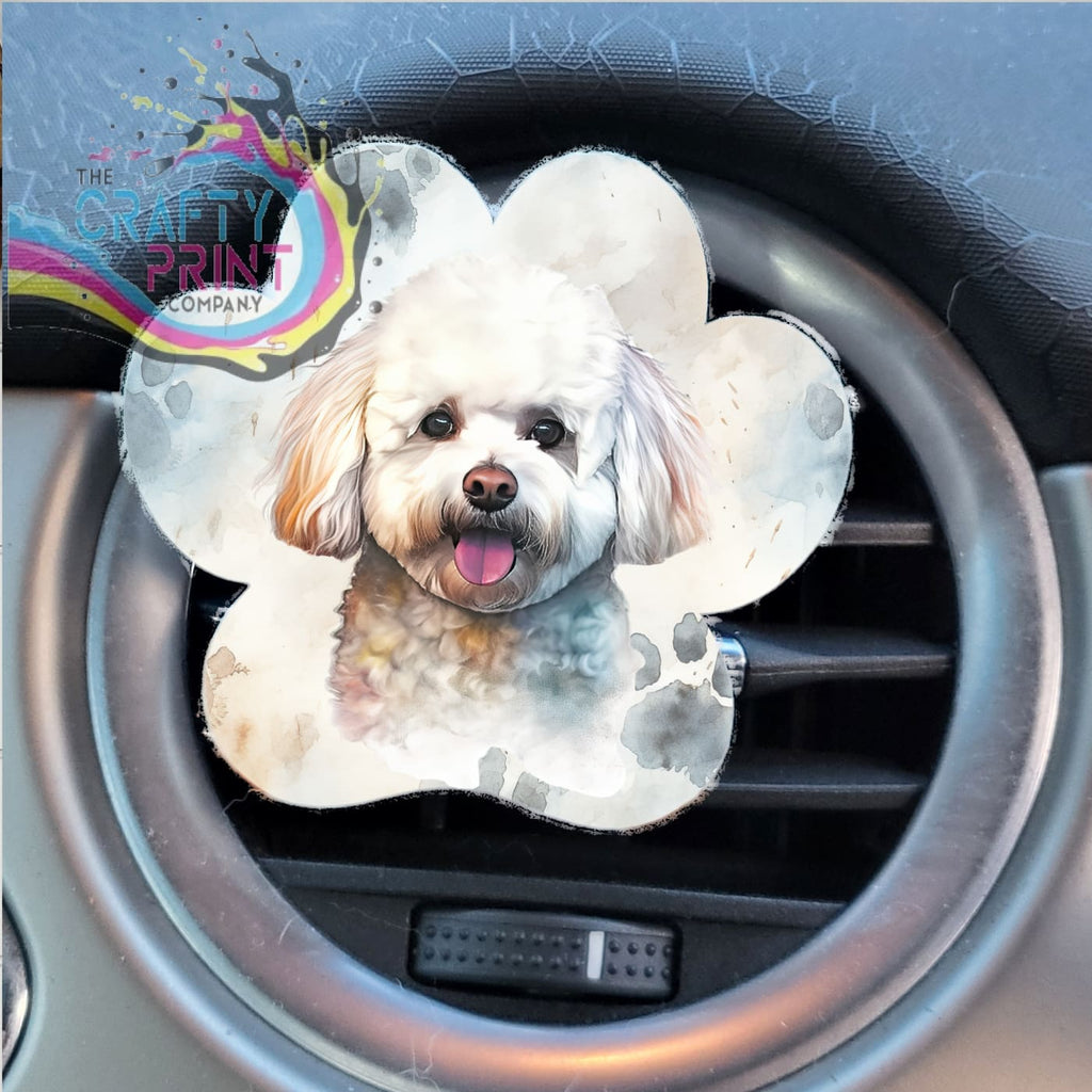 Bichon Frise Acrylic Paw Print Car Vent Clip on Air