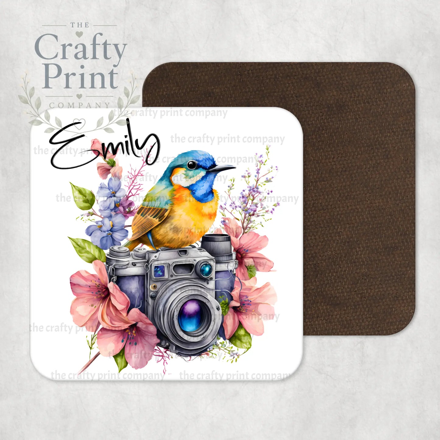 Bird on Camera with Flowers Coaster - Coasters