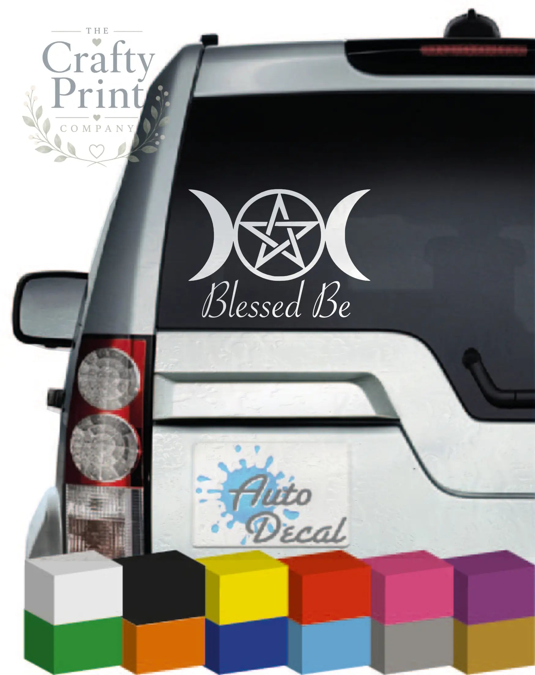 Blessed Be Triple Moon & Pentagram Wiccan Novelty Car