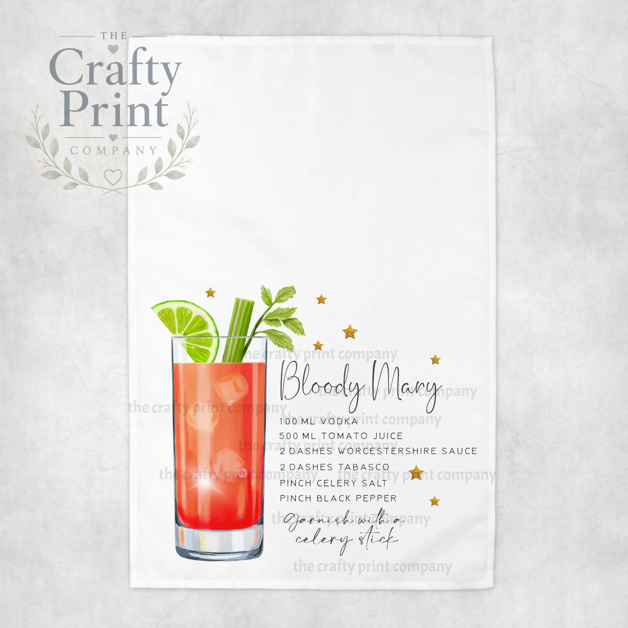 Bloody Mary Cocktail Recipe Tea Towel - Kitchen Towels