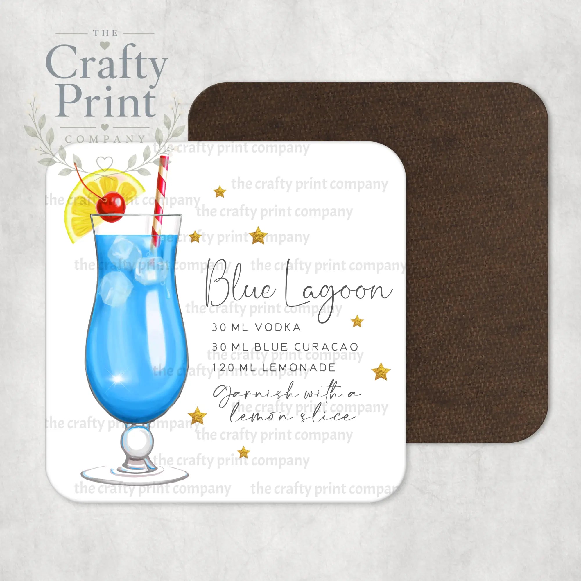 Blue Lagoon Cocktail Recipe Coaster - Coasters