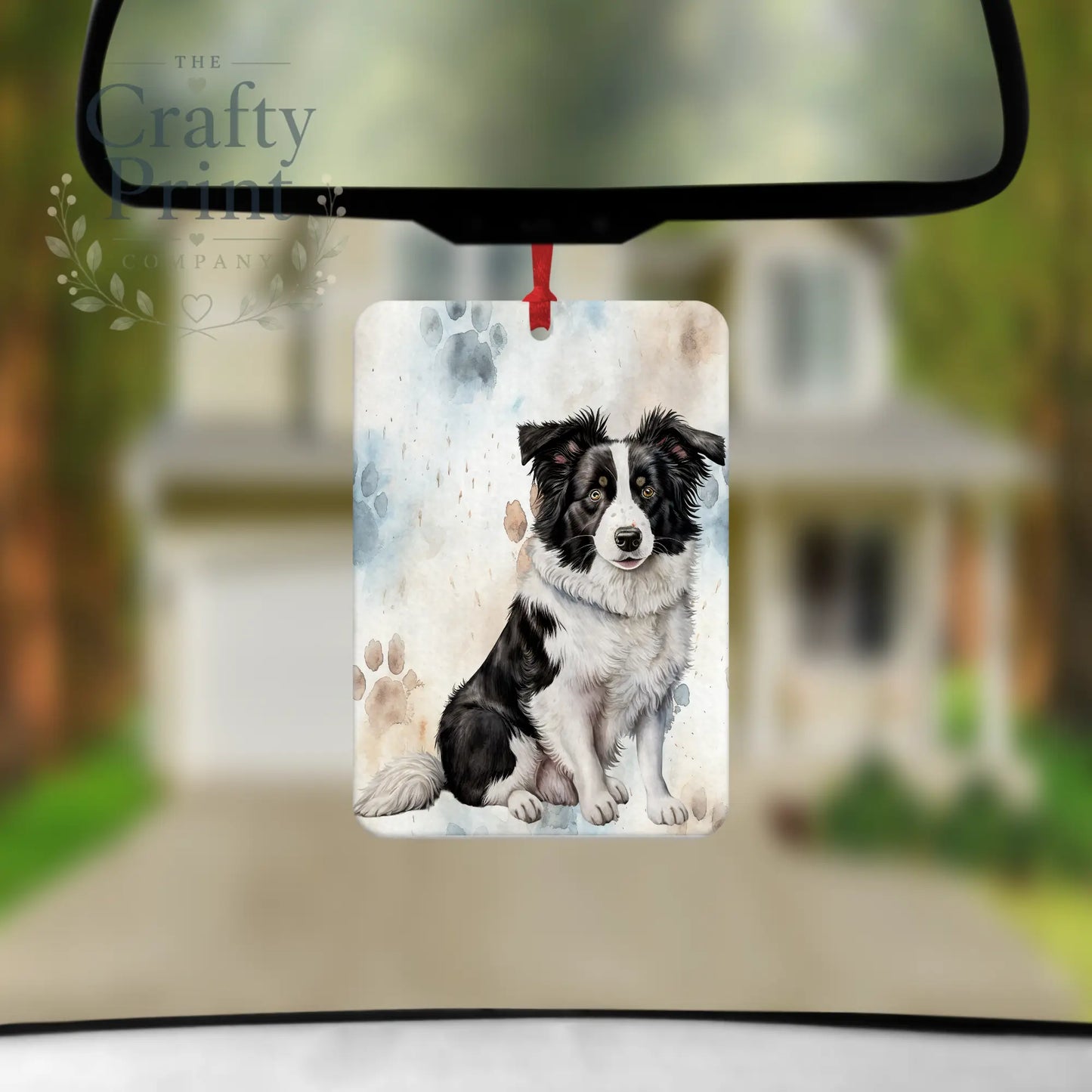 Border Collie Paw Print Car Air Freshener - Vehicle
