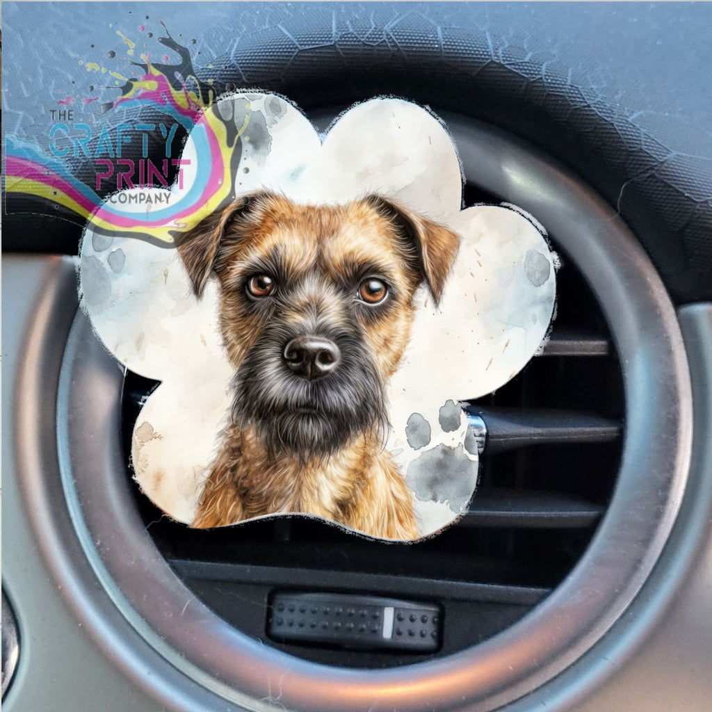 Border Terrier Acrylic Paw Print Car Vent Clip on Air