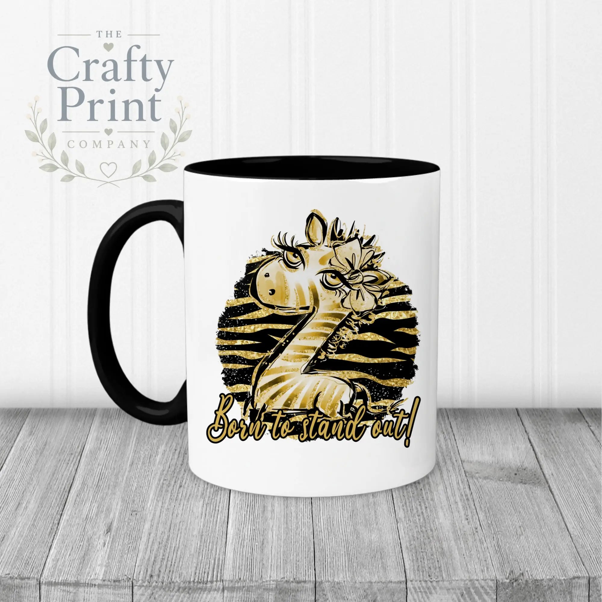 Born to Stand Out Giraffe Mug - Black Handle & Inner - Mugs