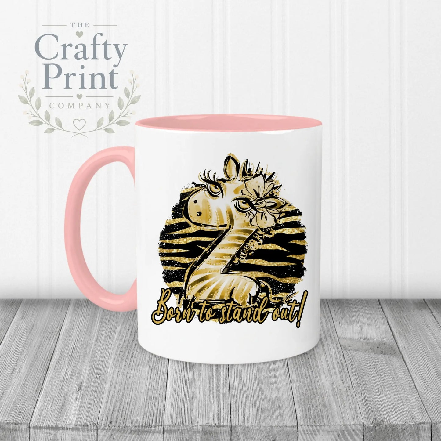Born to Stand Out Giraffe Mug - Pink Handle & Inner - Mugs