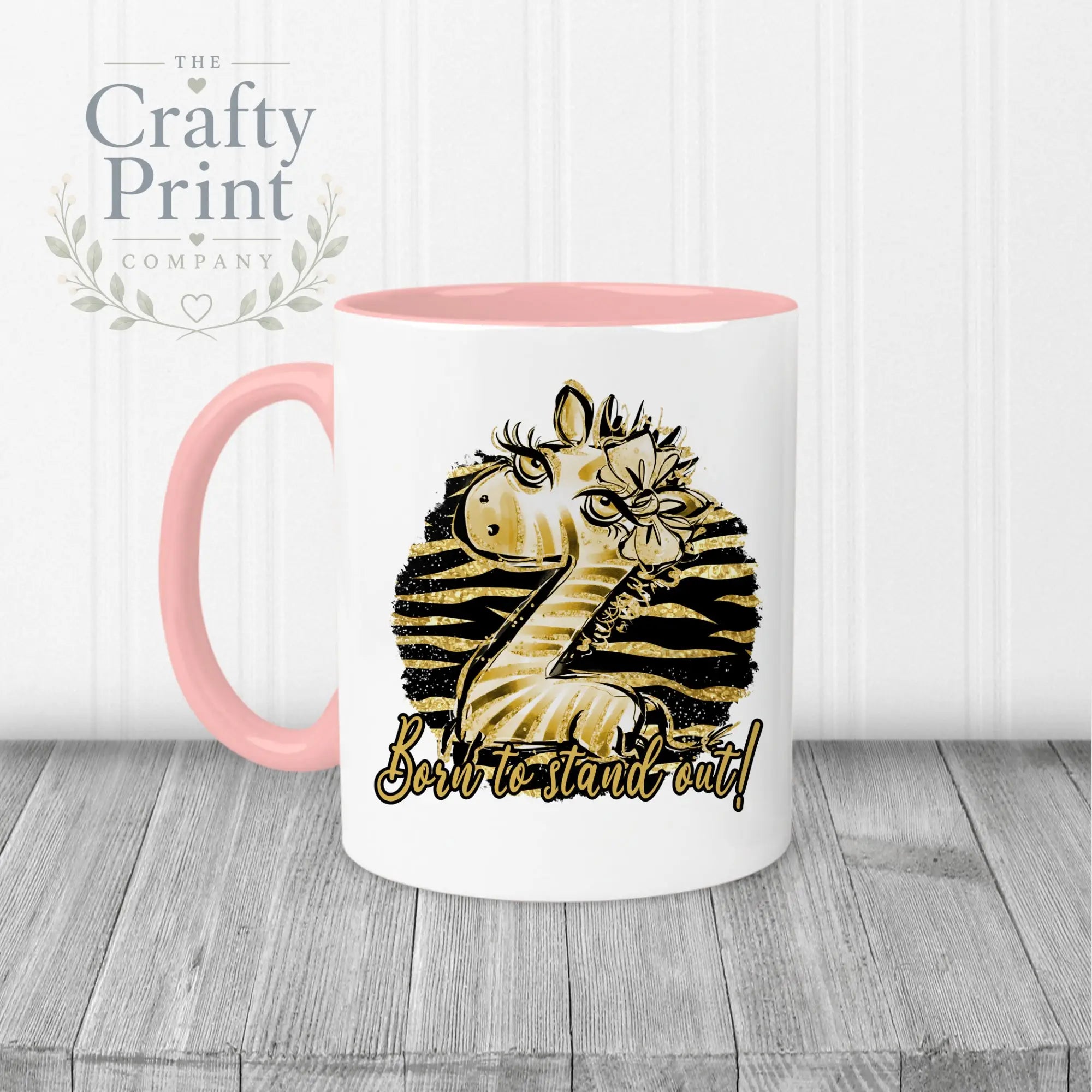 Born to Stand Out Giraffe Mug - Pink Handle & Inner - Mugs