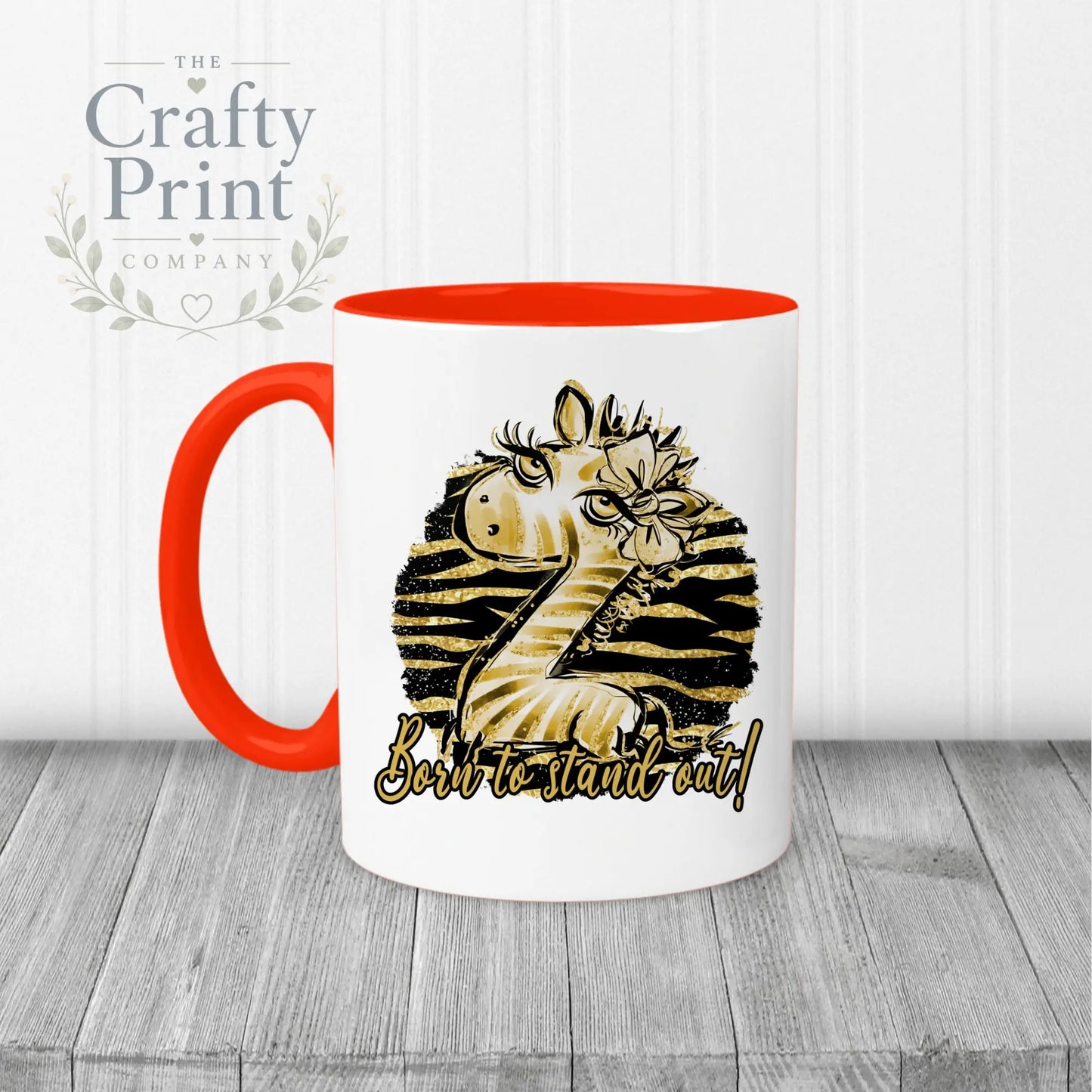 Born to Stand Out Giraffe Mug - Red Handle & Inner - Mugs