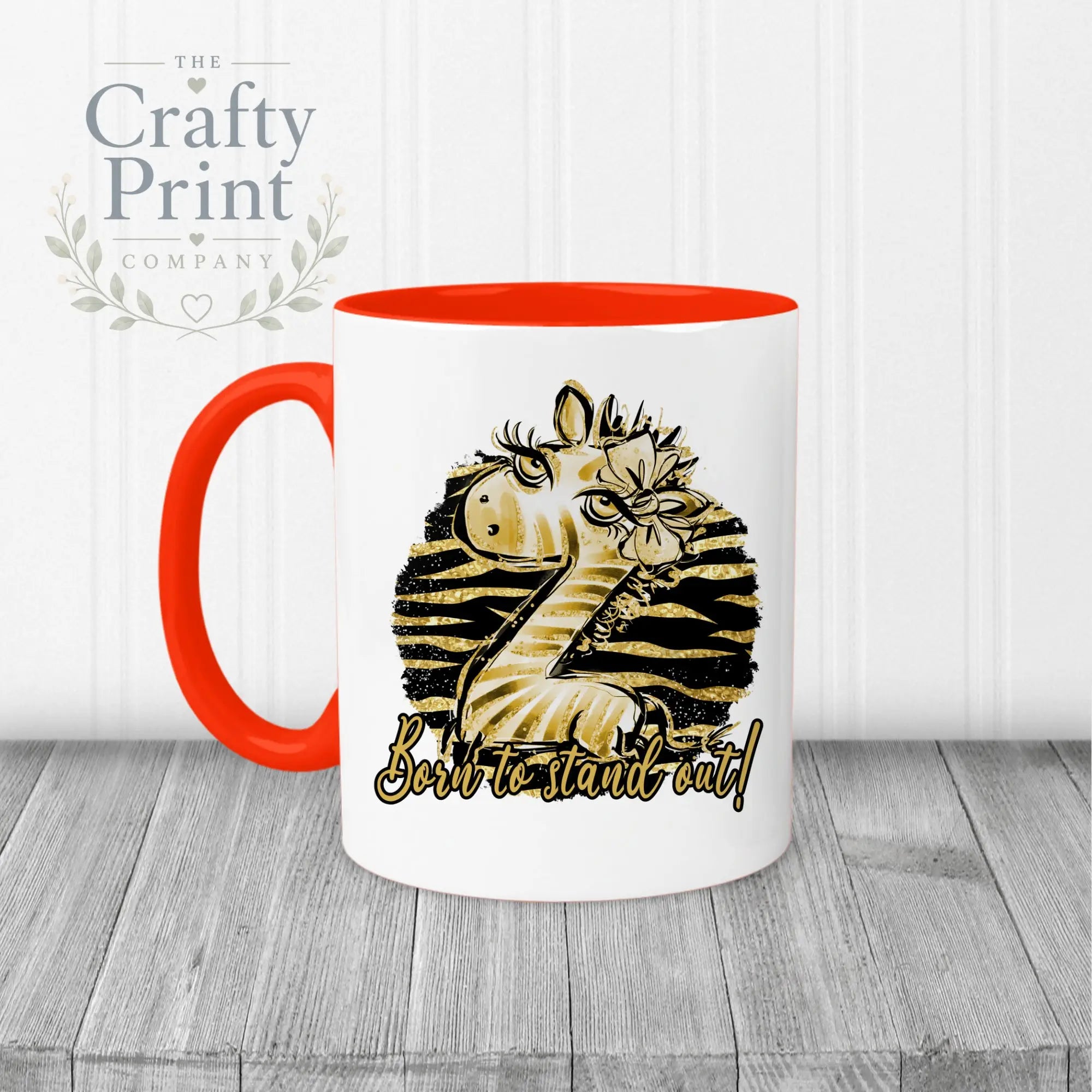 Born to Stand Out Giraffe Mug - Red Handle & Inner - Mugs