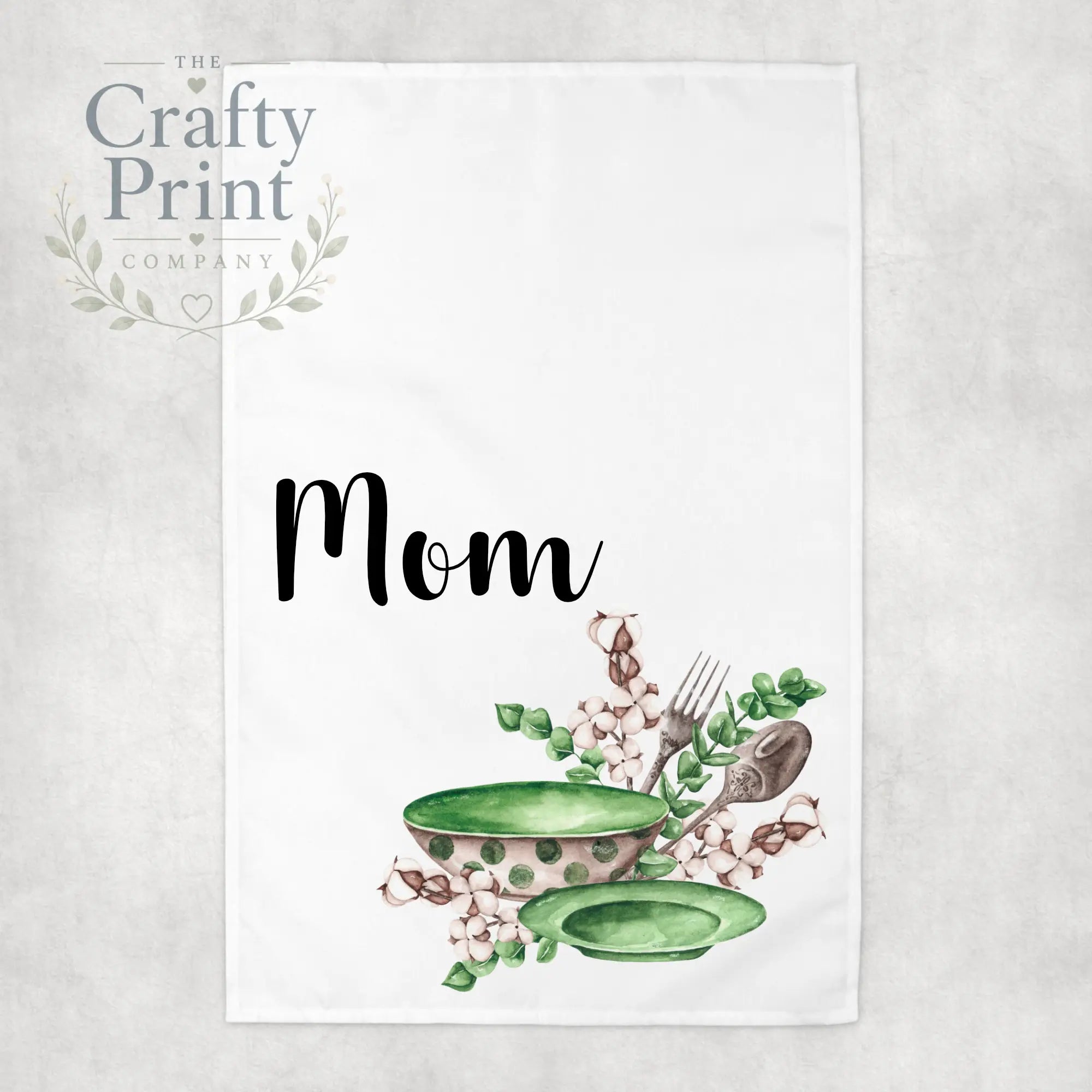 Bowl Plate Utensils Personalised Tea Towel - Kitchen Towels