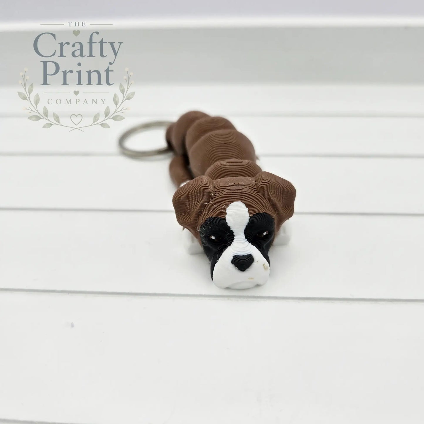 Boxer Dog Articulated Flexi Keyring / Fidget - With Hole